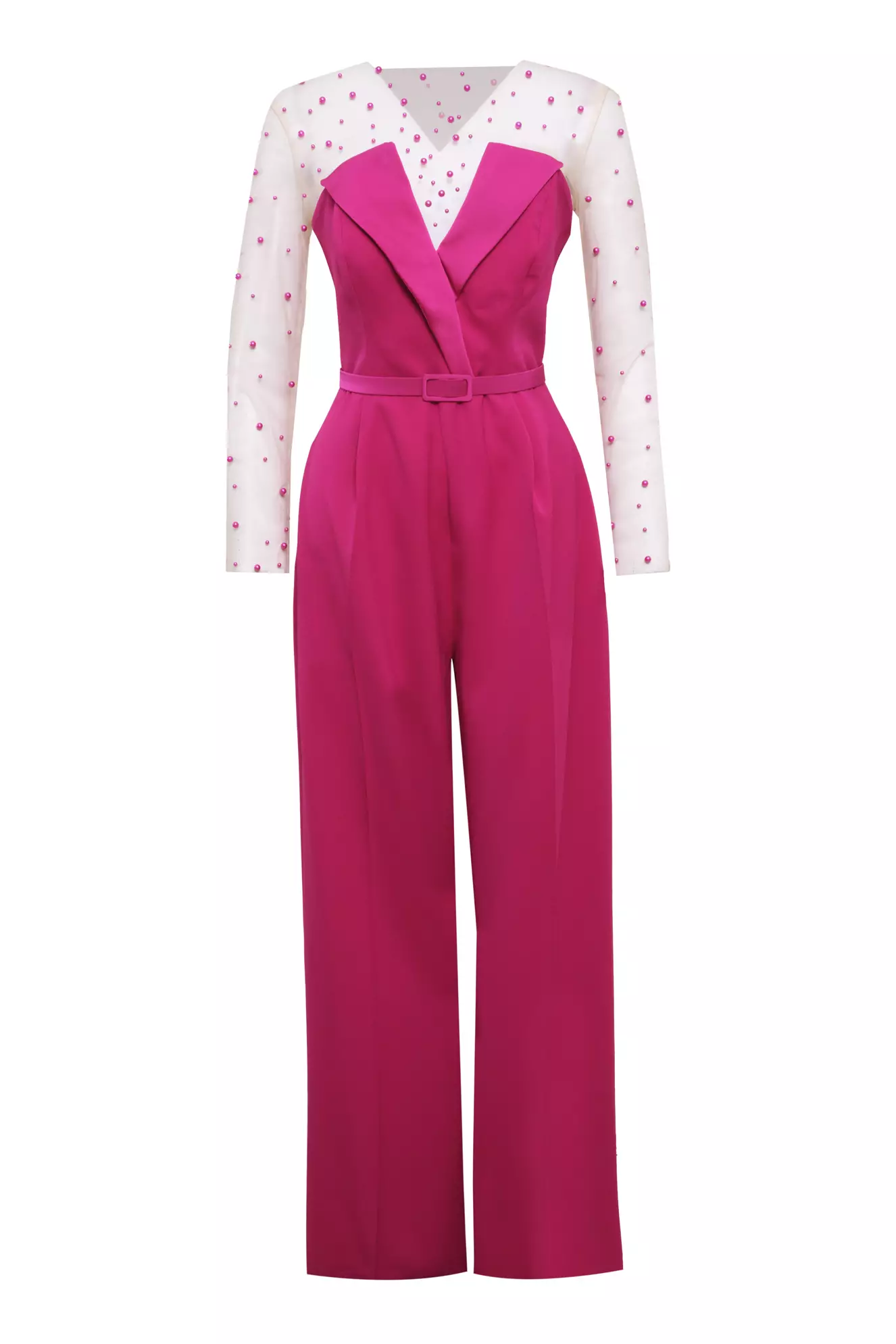 Fuchsia Crepe Sleeveless Long Suit