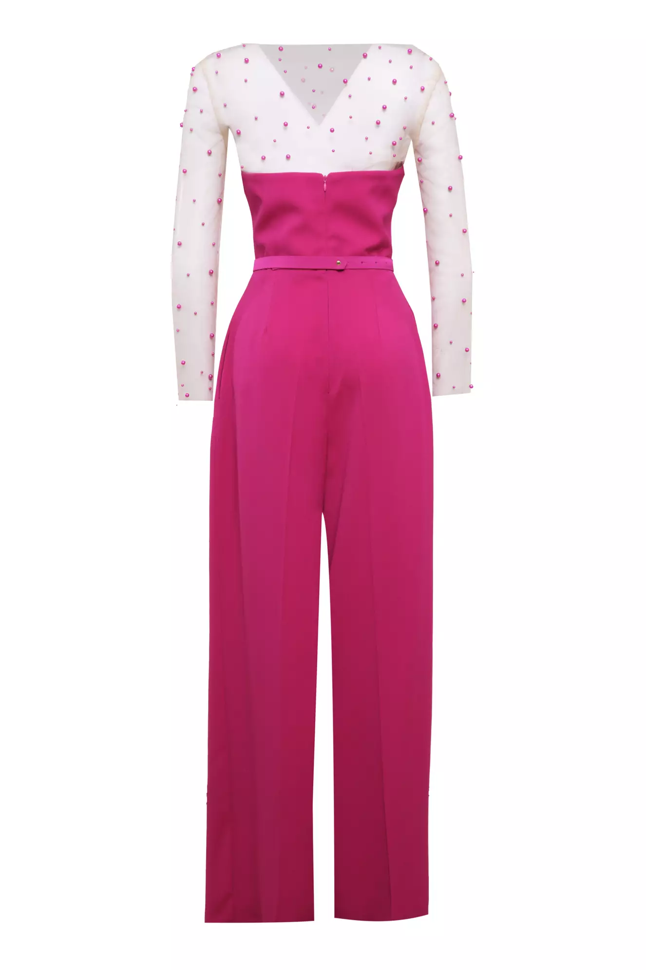 Fuchsia Crepe Sleeveless Long Suit