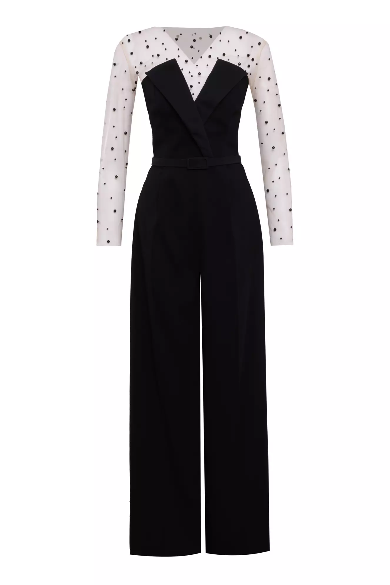 Black crepe sleeveless long suit