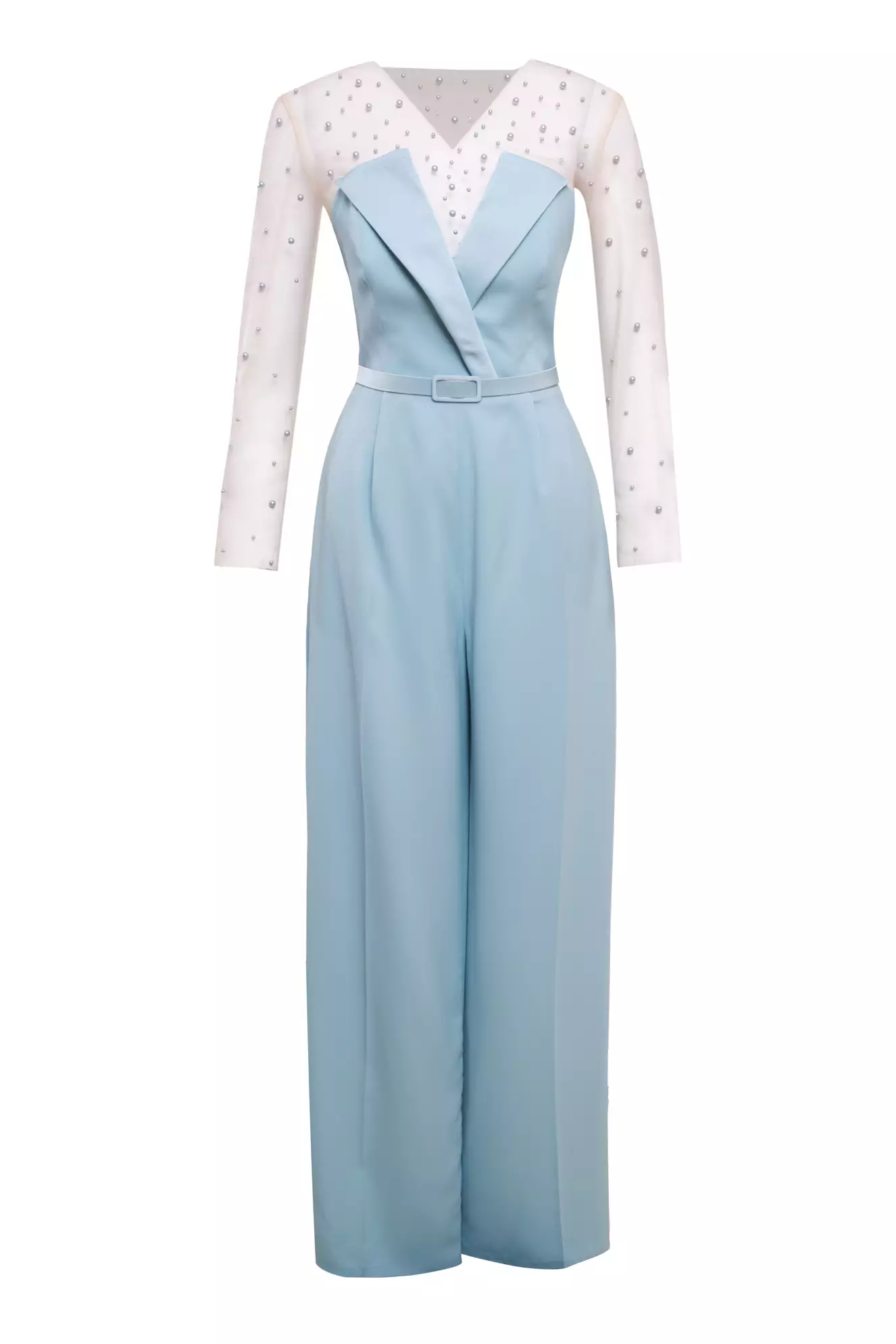 Mint Green Crepe Sleeveless Long Suit