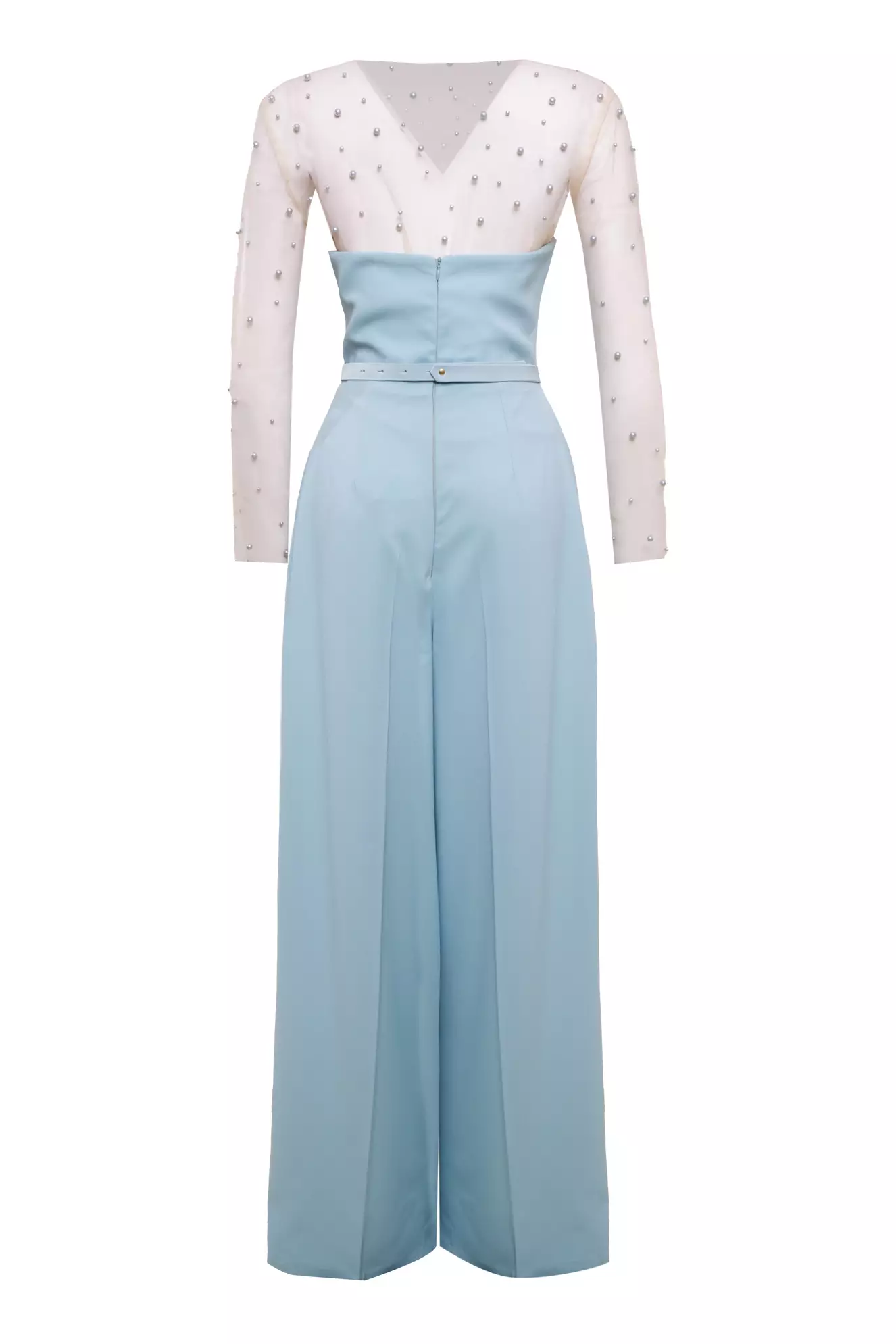 Mint Green Crepe Sleeveless Long Suit