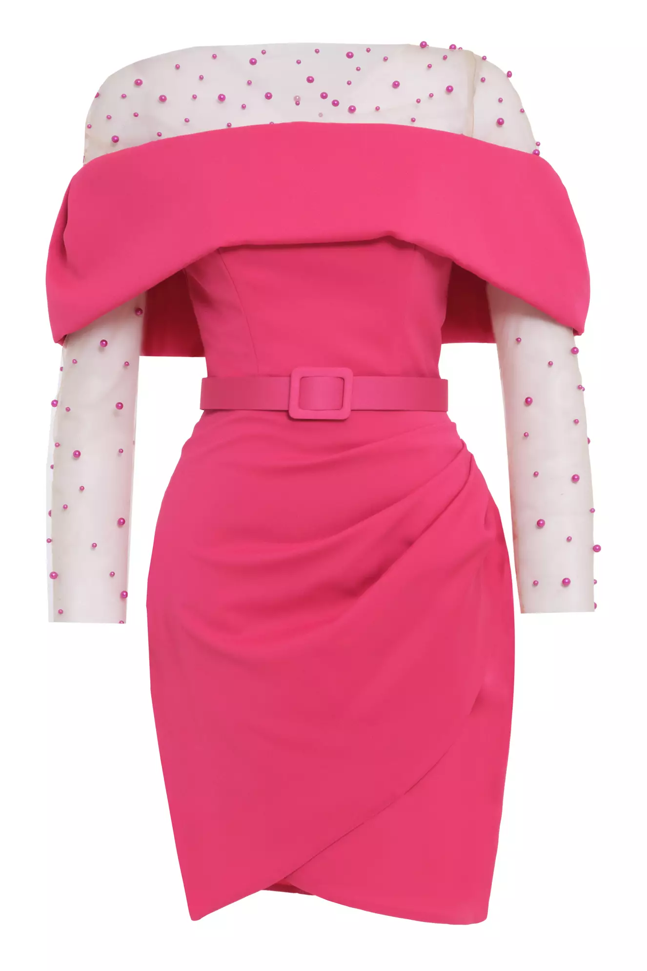Fuchsia Crepe Sleeveless Mini Dress