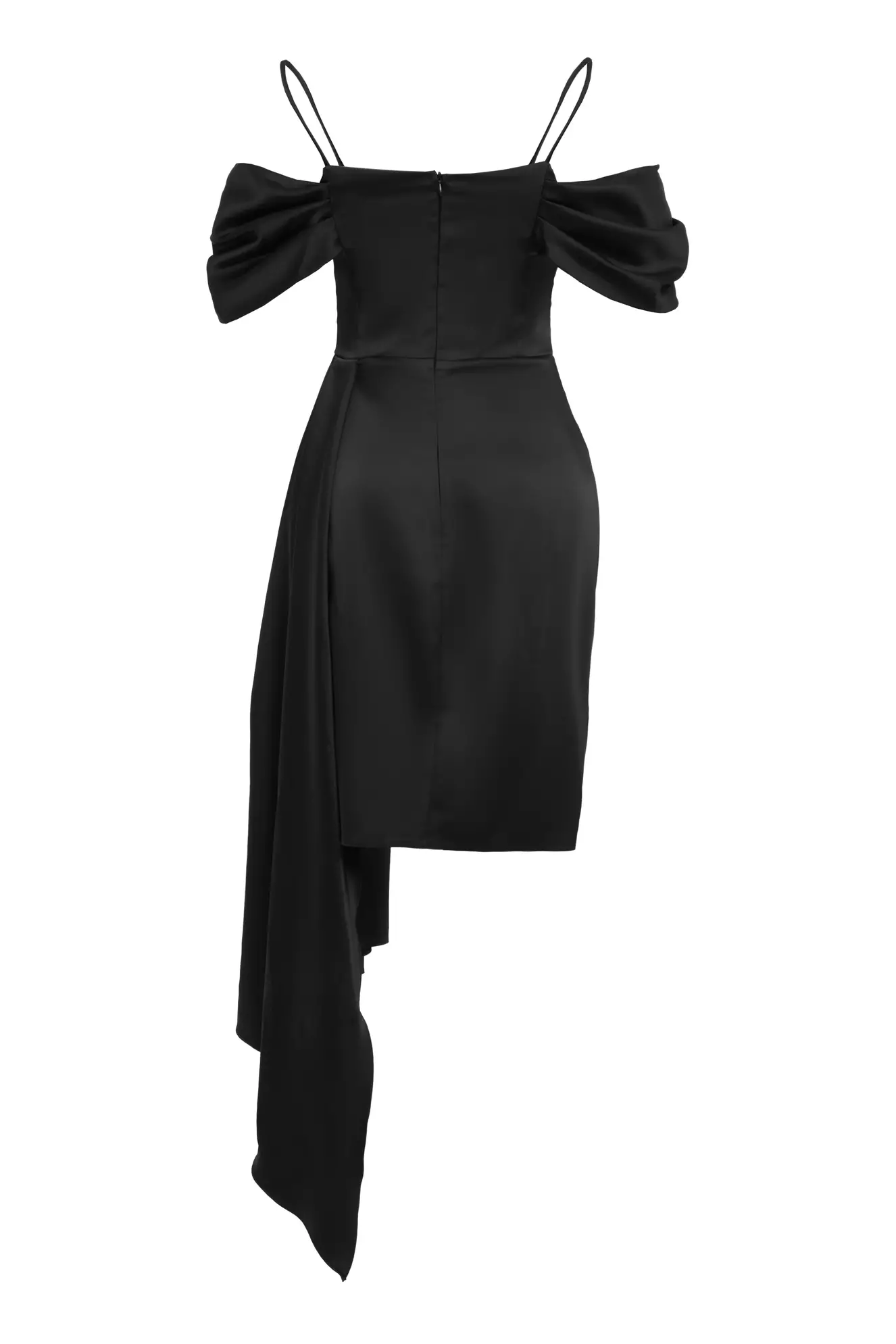 Black Satin Sleeveless Mini Dress