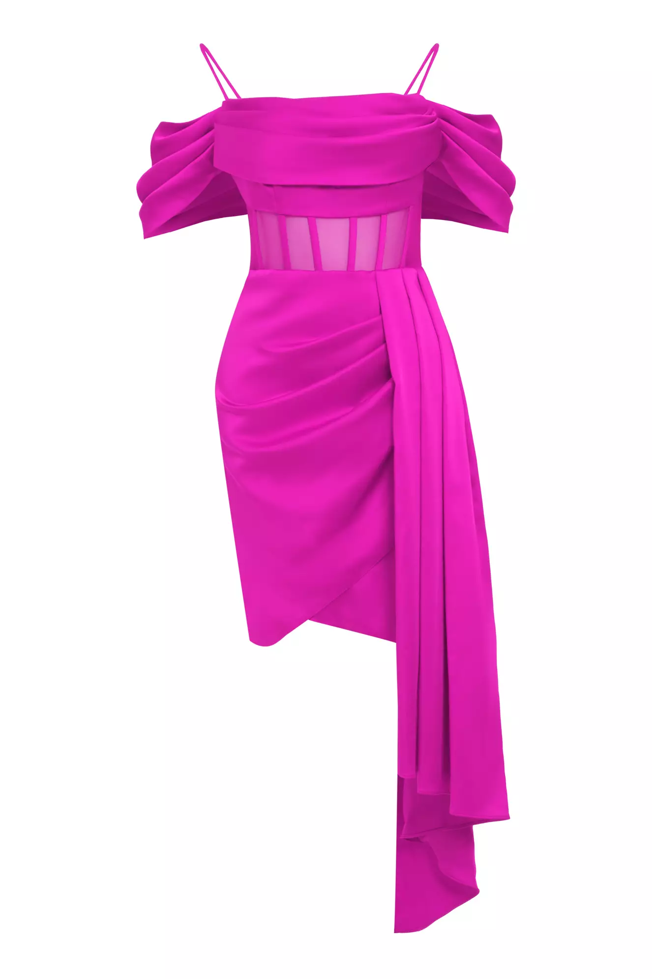 Fuchsia Satin Sleeveless Mini Dress