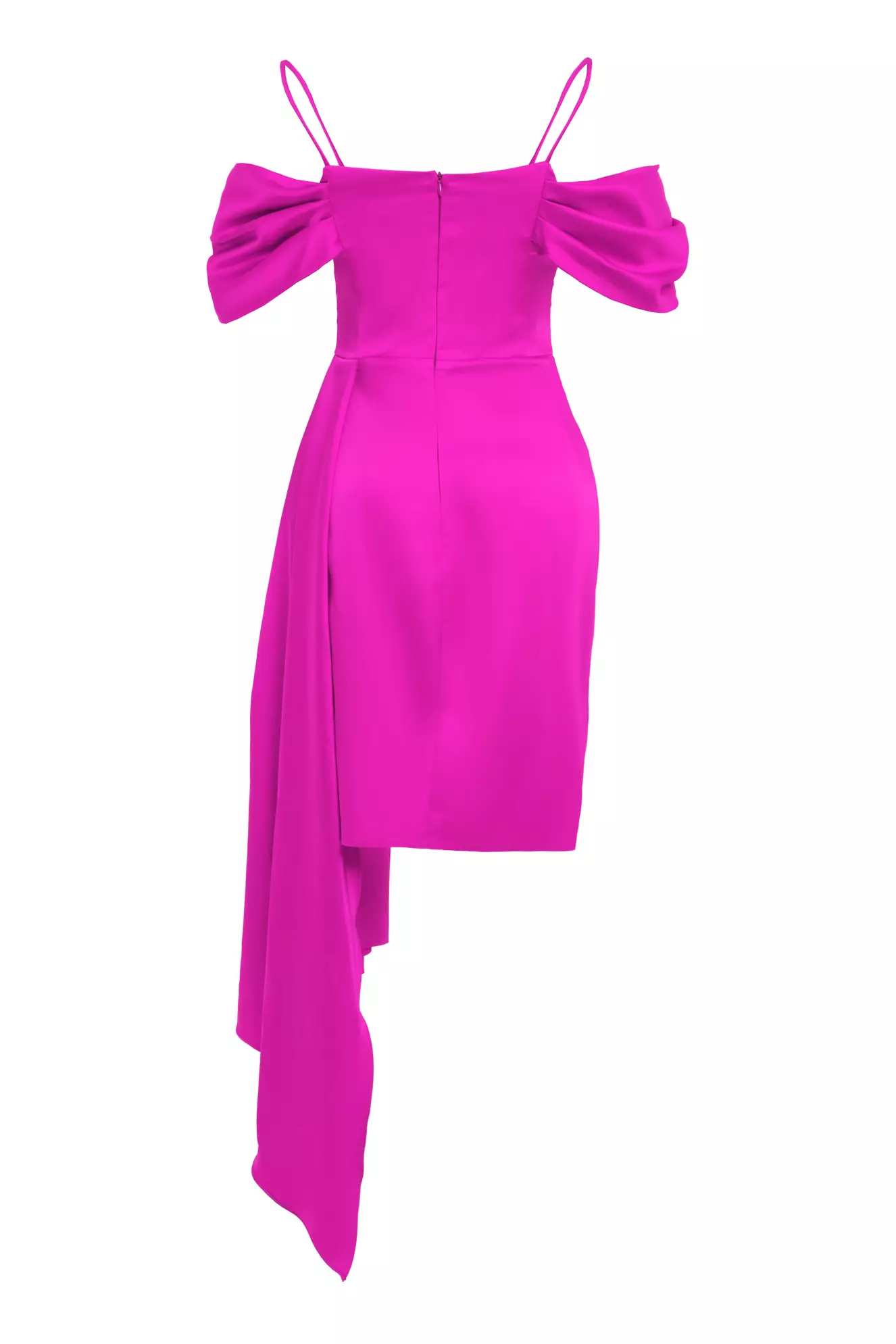 Fuchsia Satin Sleeveless Mini Dress
