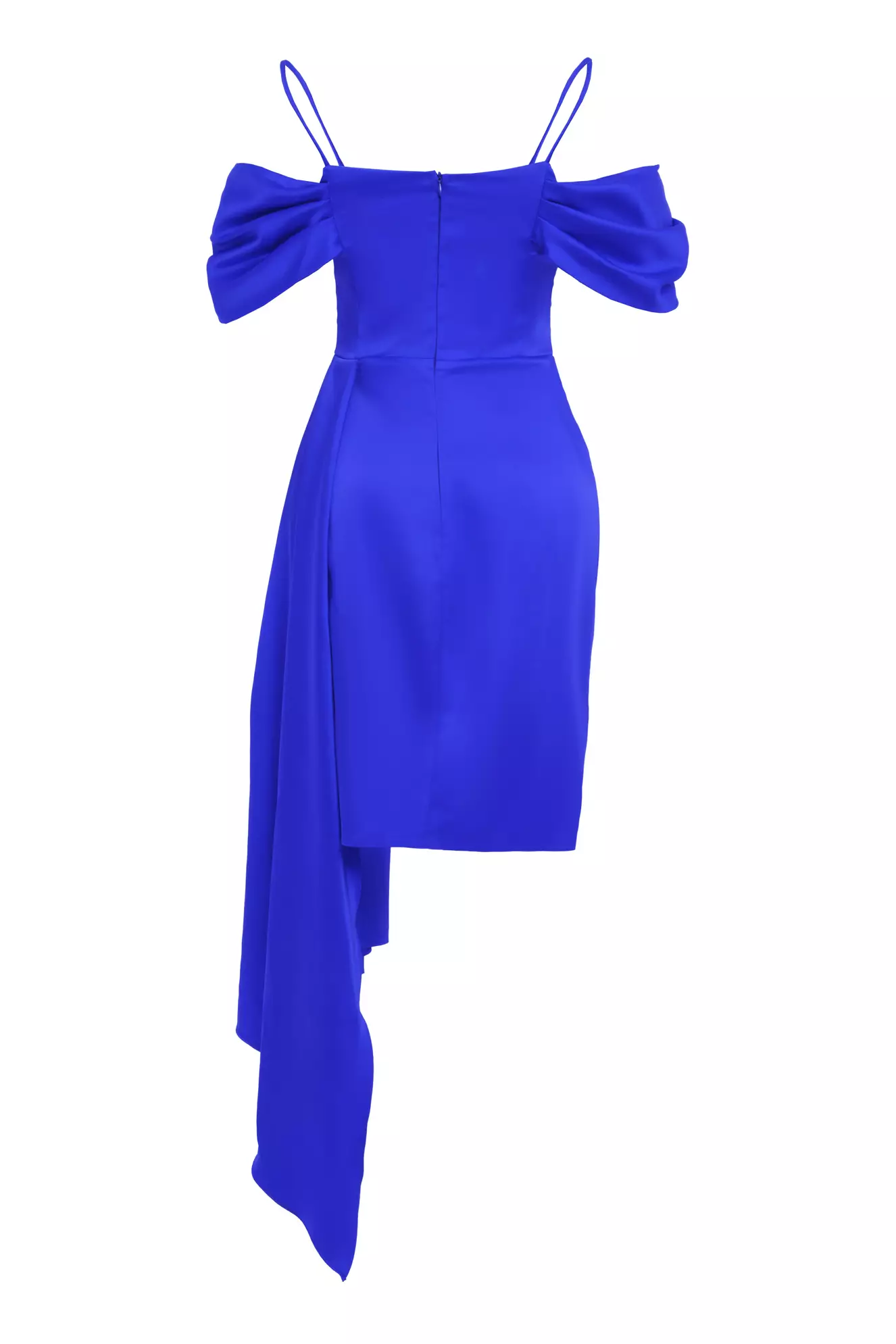 Blue Satin Sleeveless Mini Dress