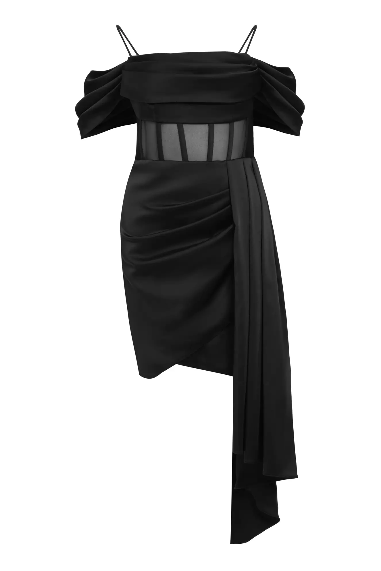 Black Plus Size Satin Sleeveless Mini Dress