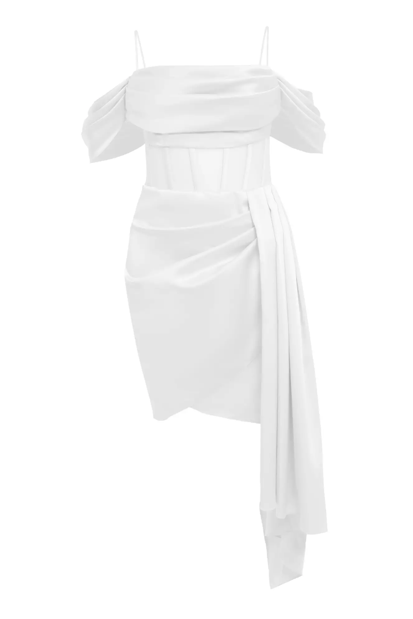 White Plus Size Satin Sleeveless Mini Dress