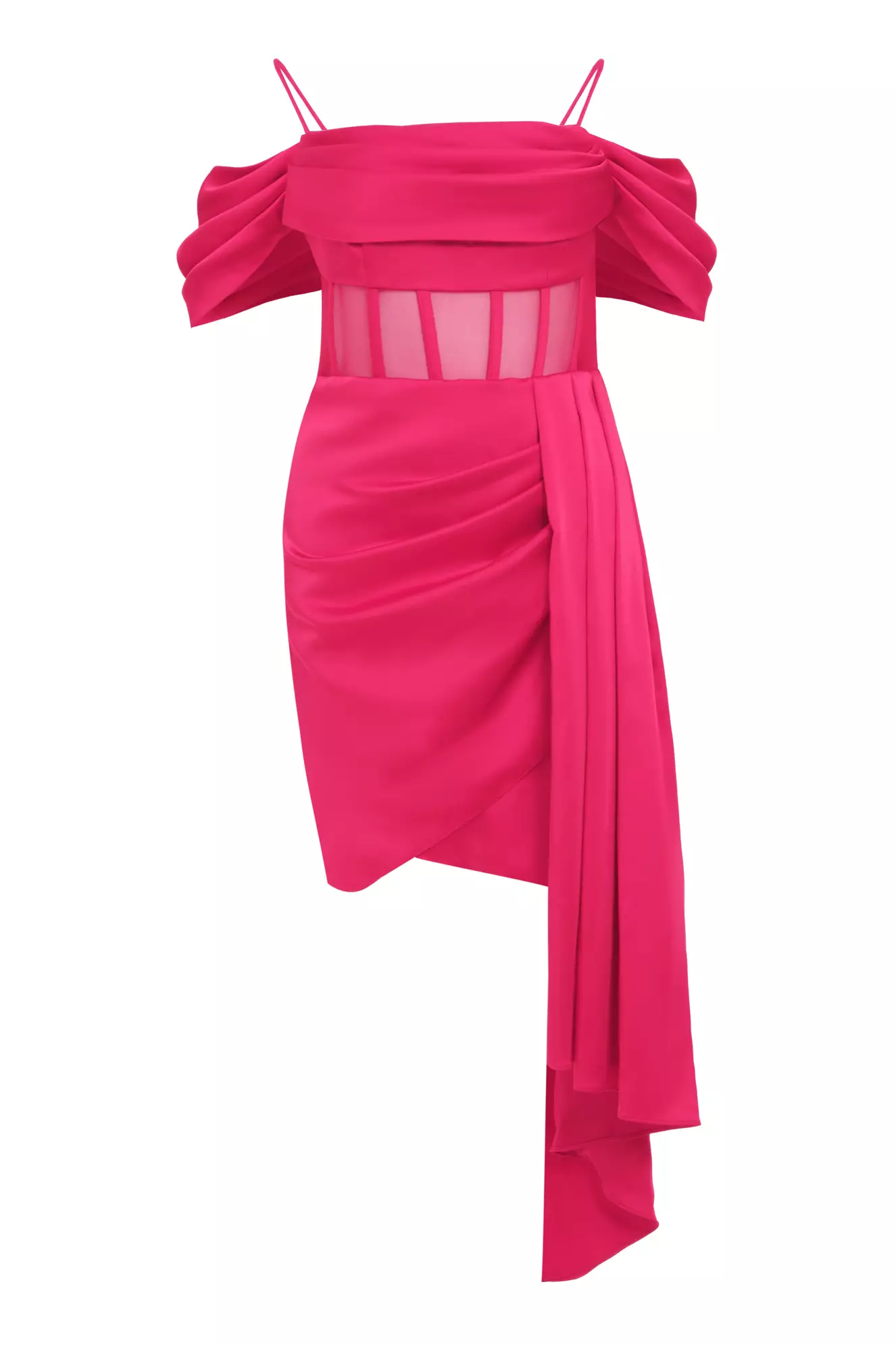 Fuchsia Plus Size Satin Sleeveless Mini Dress