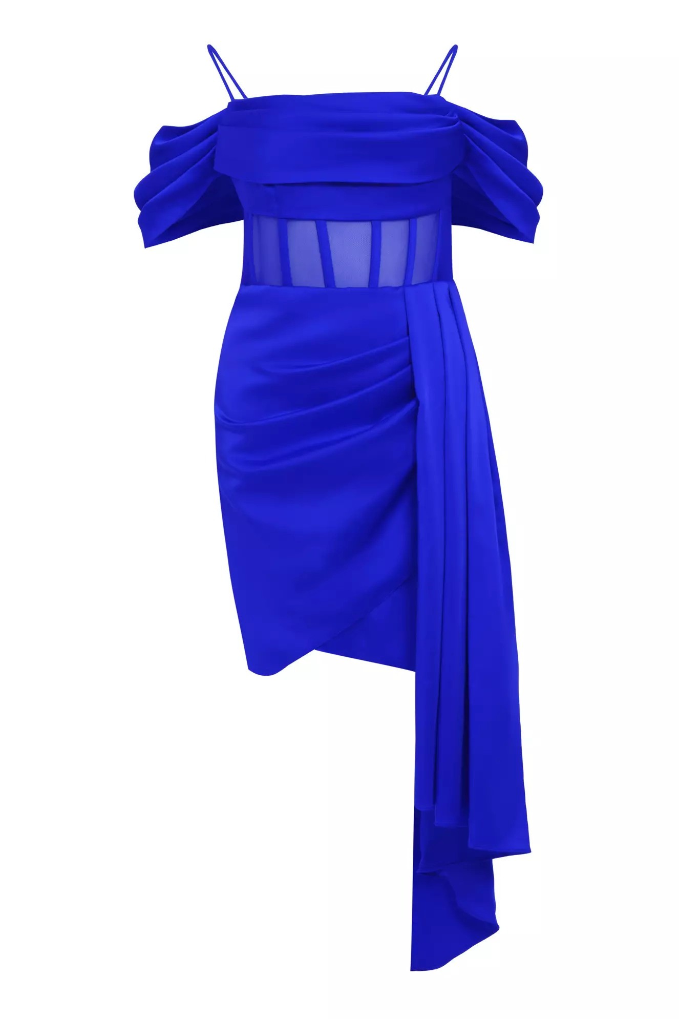 Blue Plus Size Satin Sleeveless Mini Dress