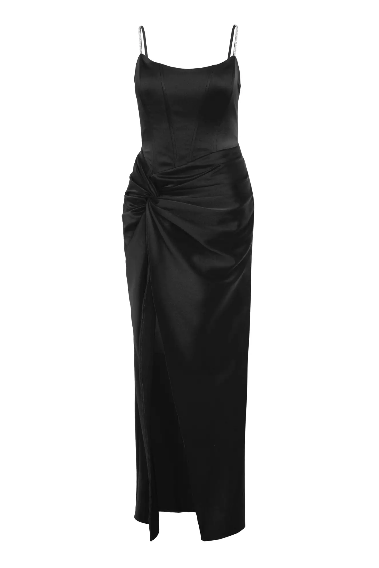 Black Plus Size Satin Sleeveless Long Dress