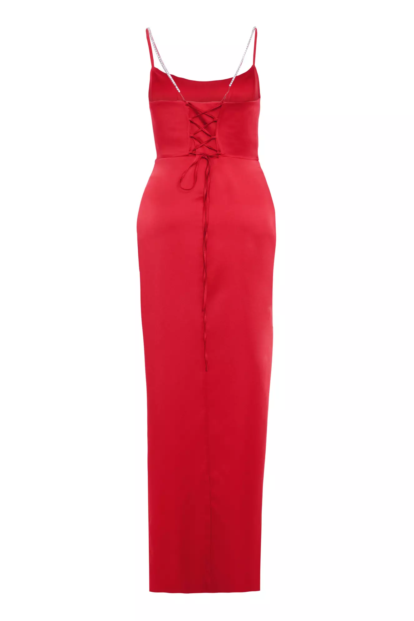 Red Plus Size Satin Sleeveless Long Dress