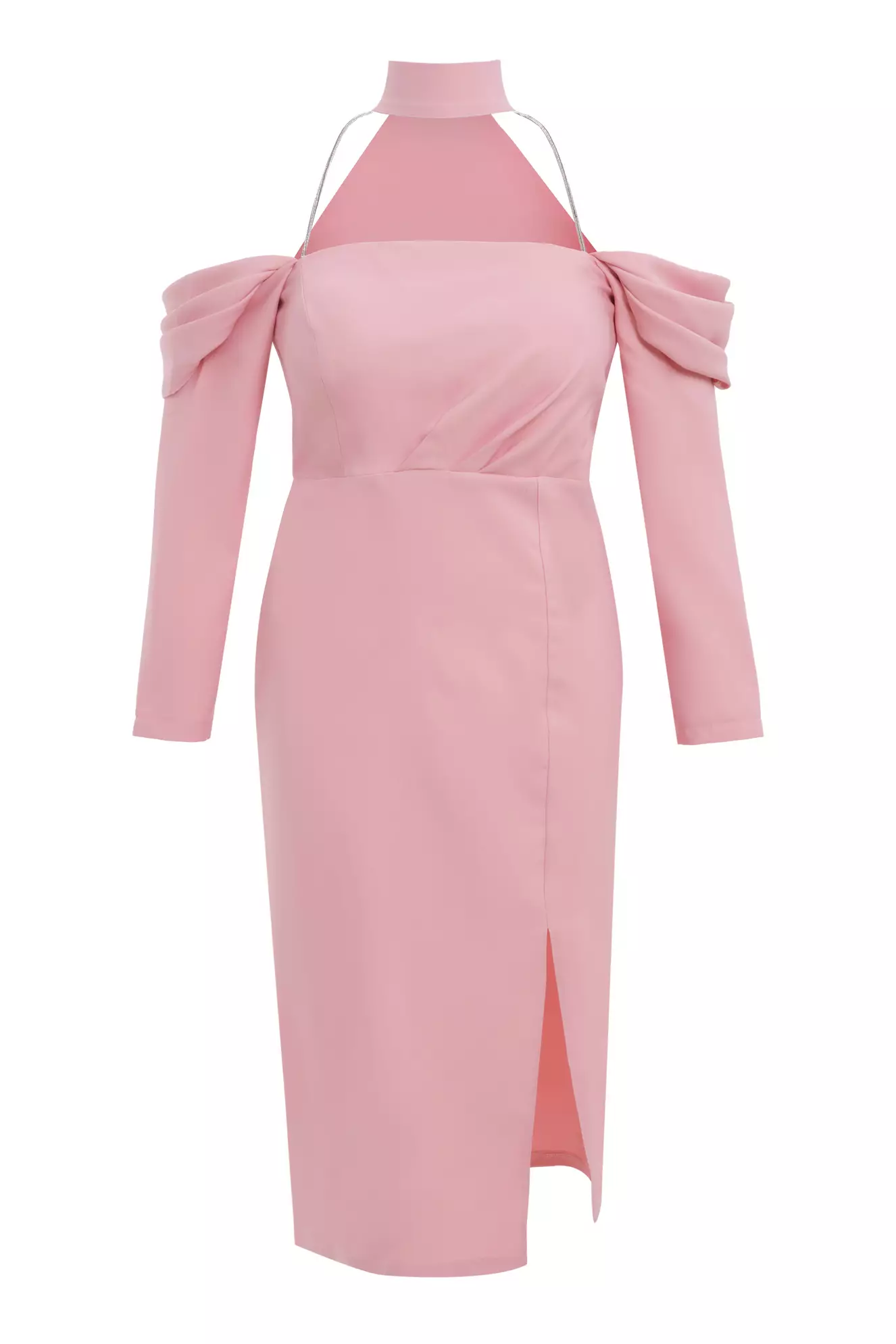 Blush Plus Size Crepe Long Sleeve Midi Dress