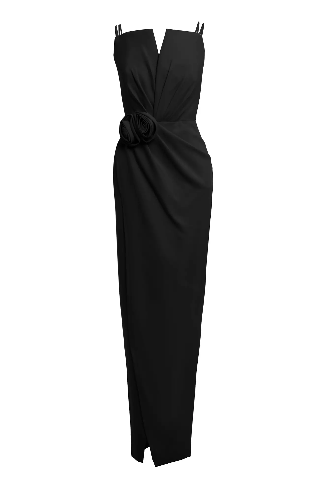 Black Crepe Sleeveless Long Dress