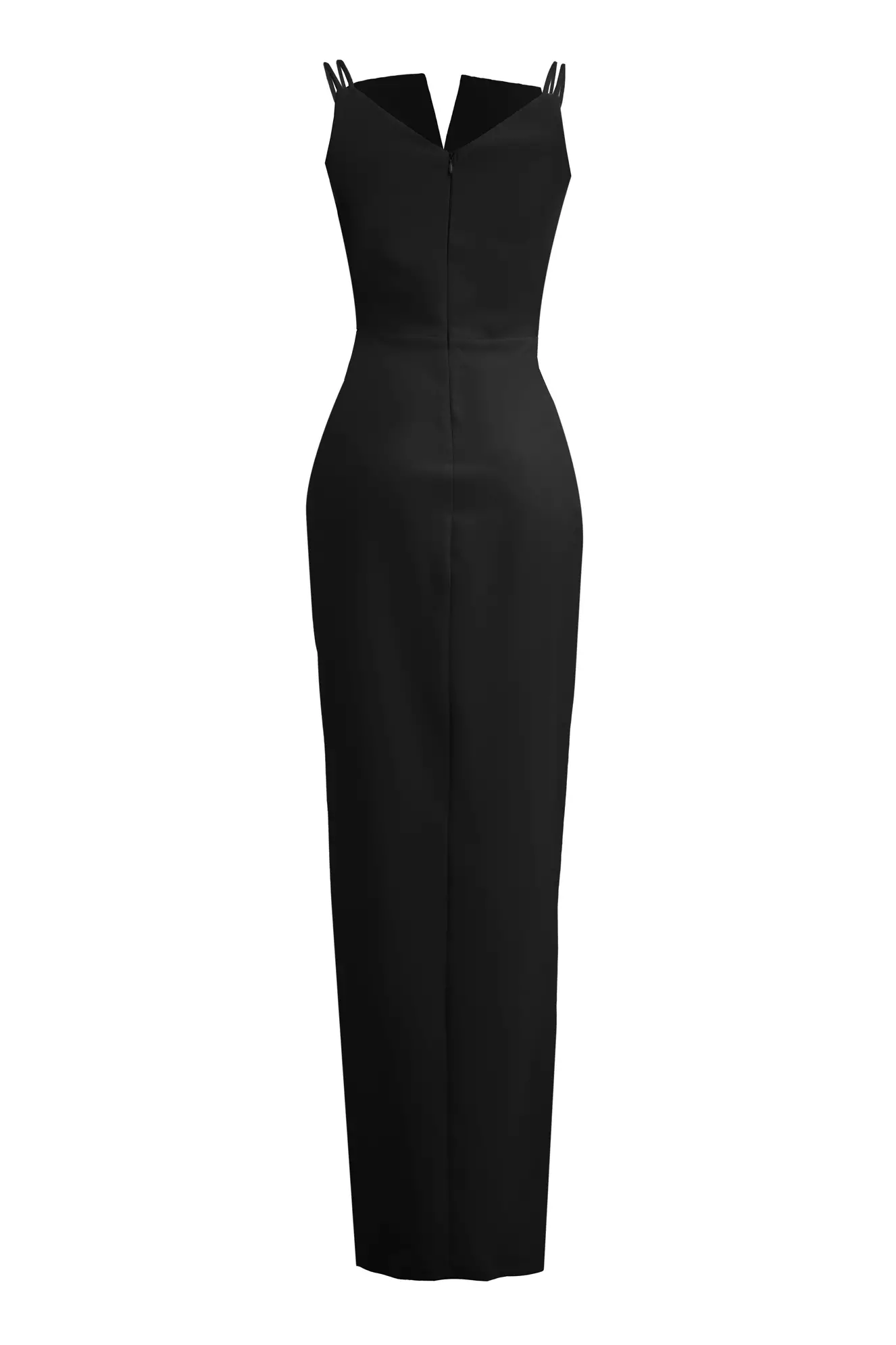 Black Crepe Sleeveless Long Dress