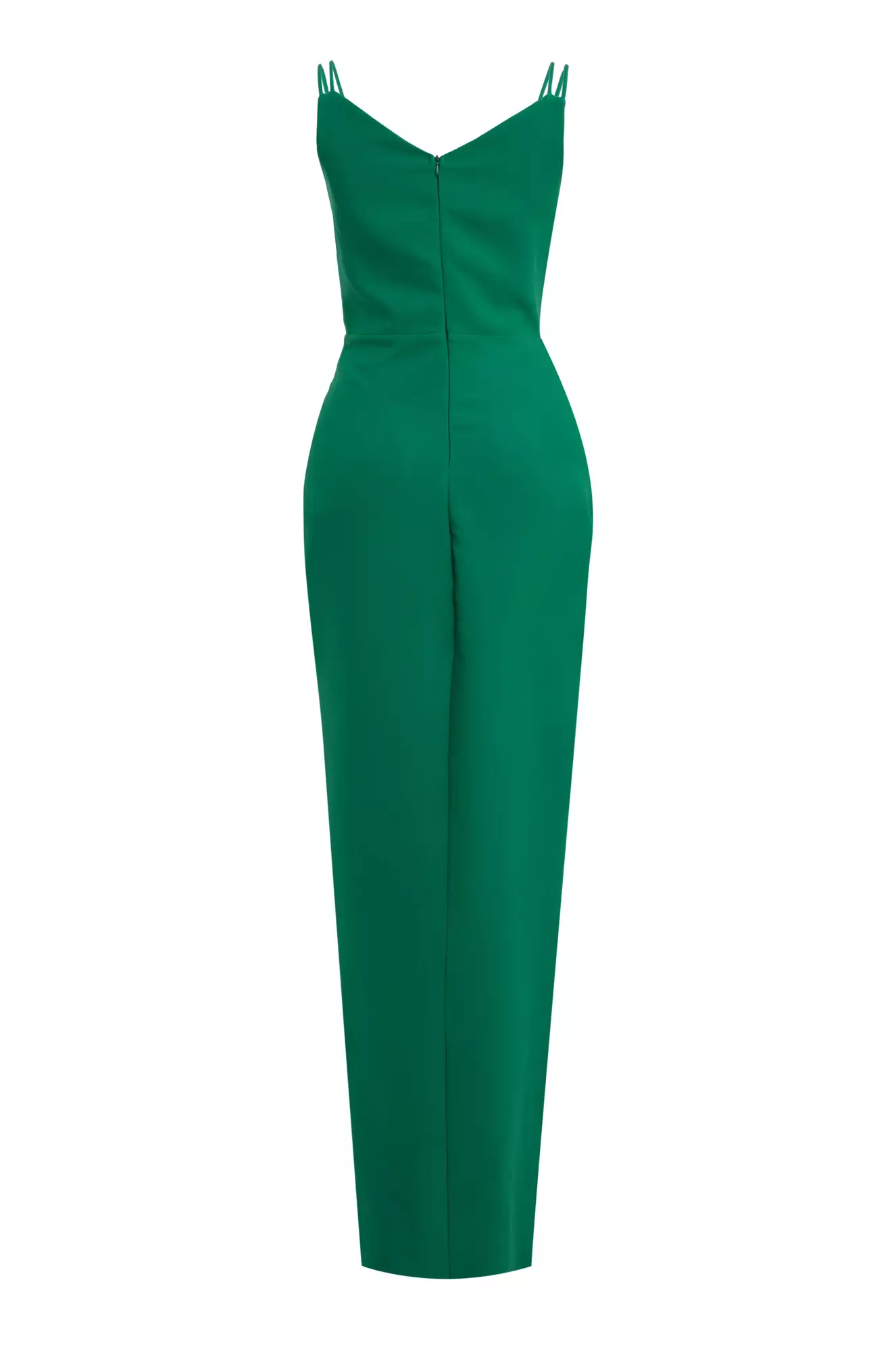 Green Crepe Sleeveless Long Dress