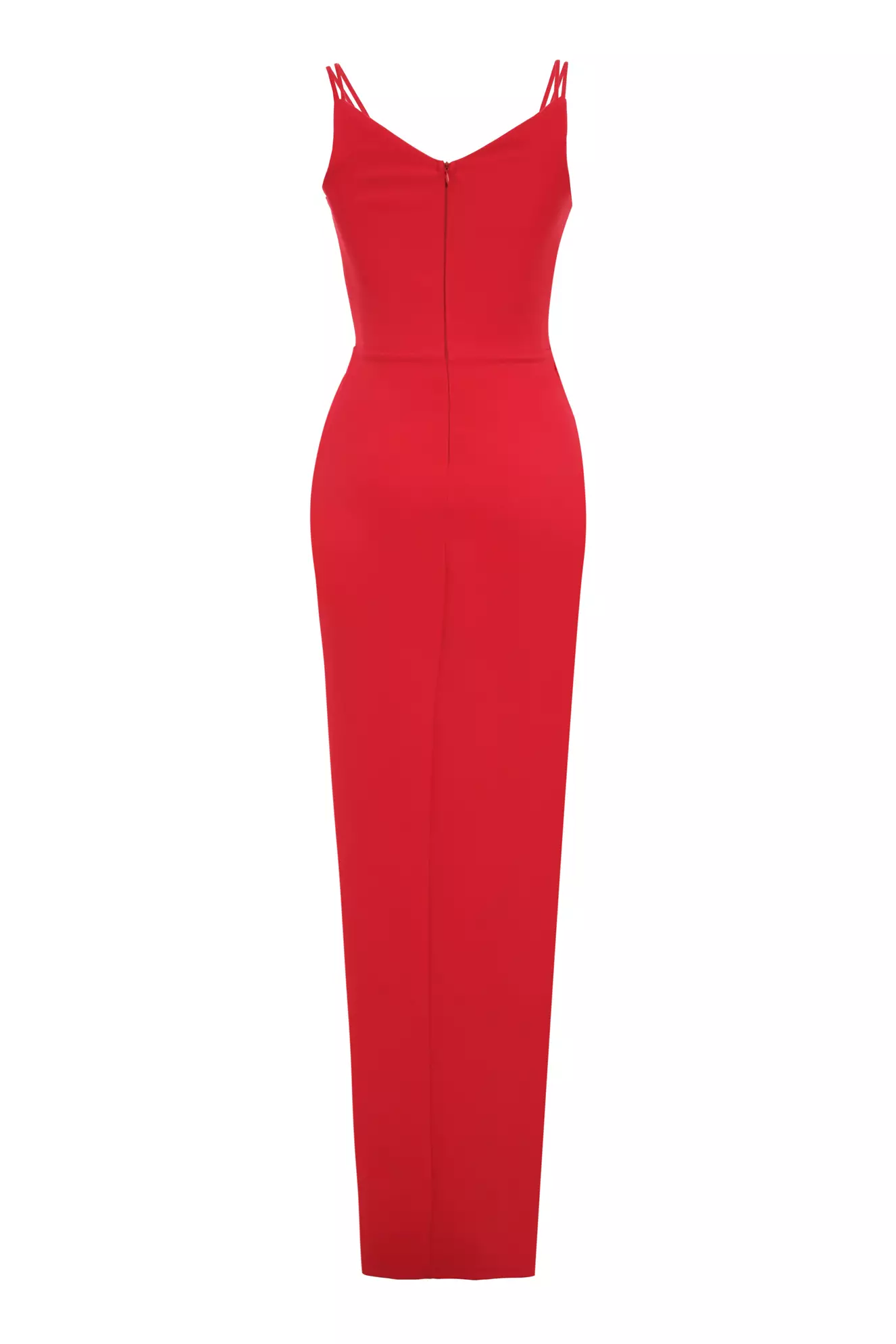 Red Crepe Sleeveless Long Dress