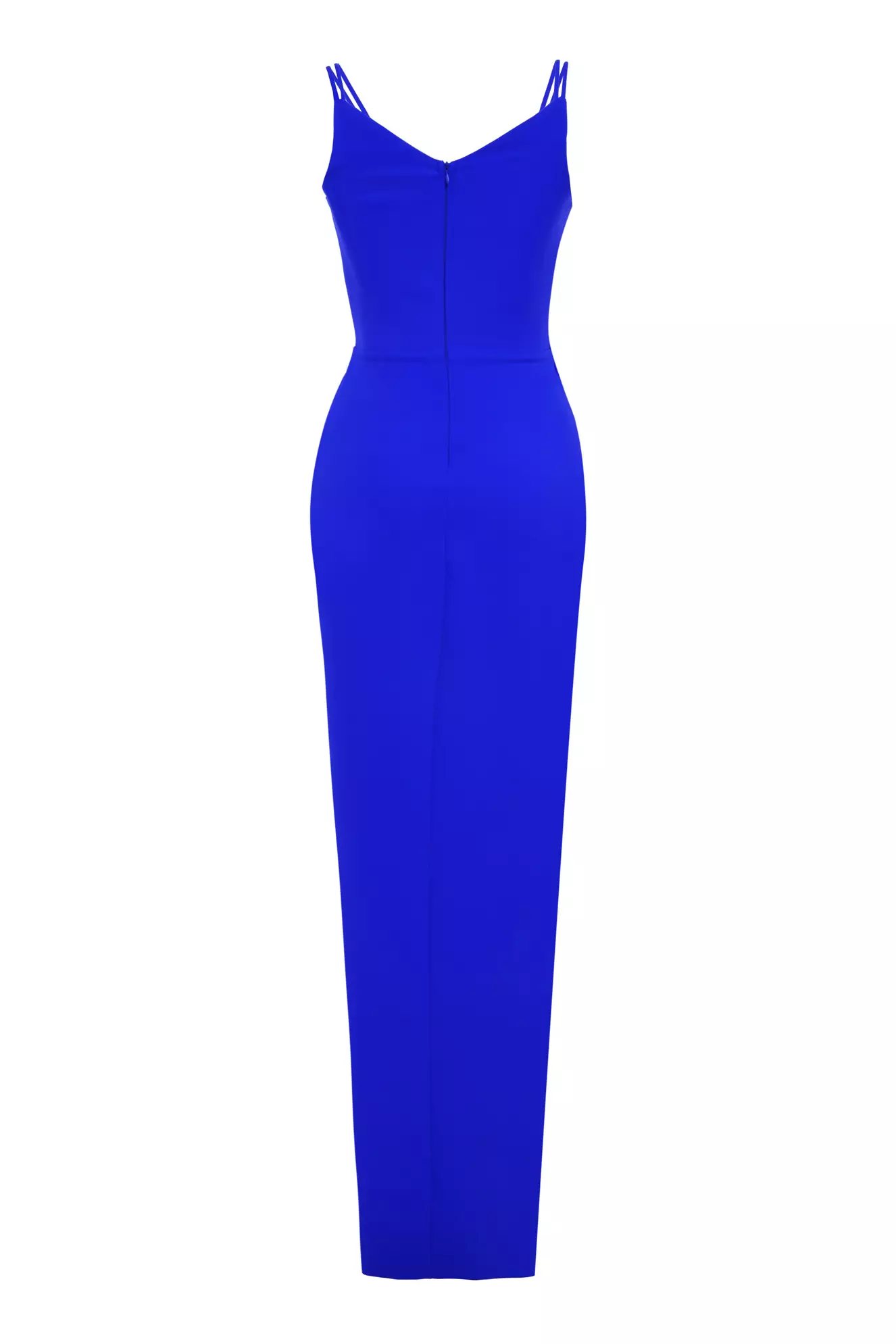 Blue Crepe Sleeveless Long Dress
