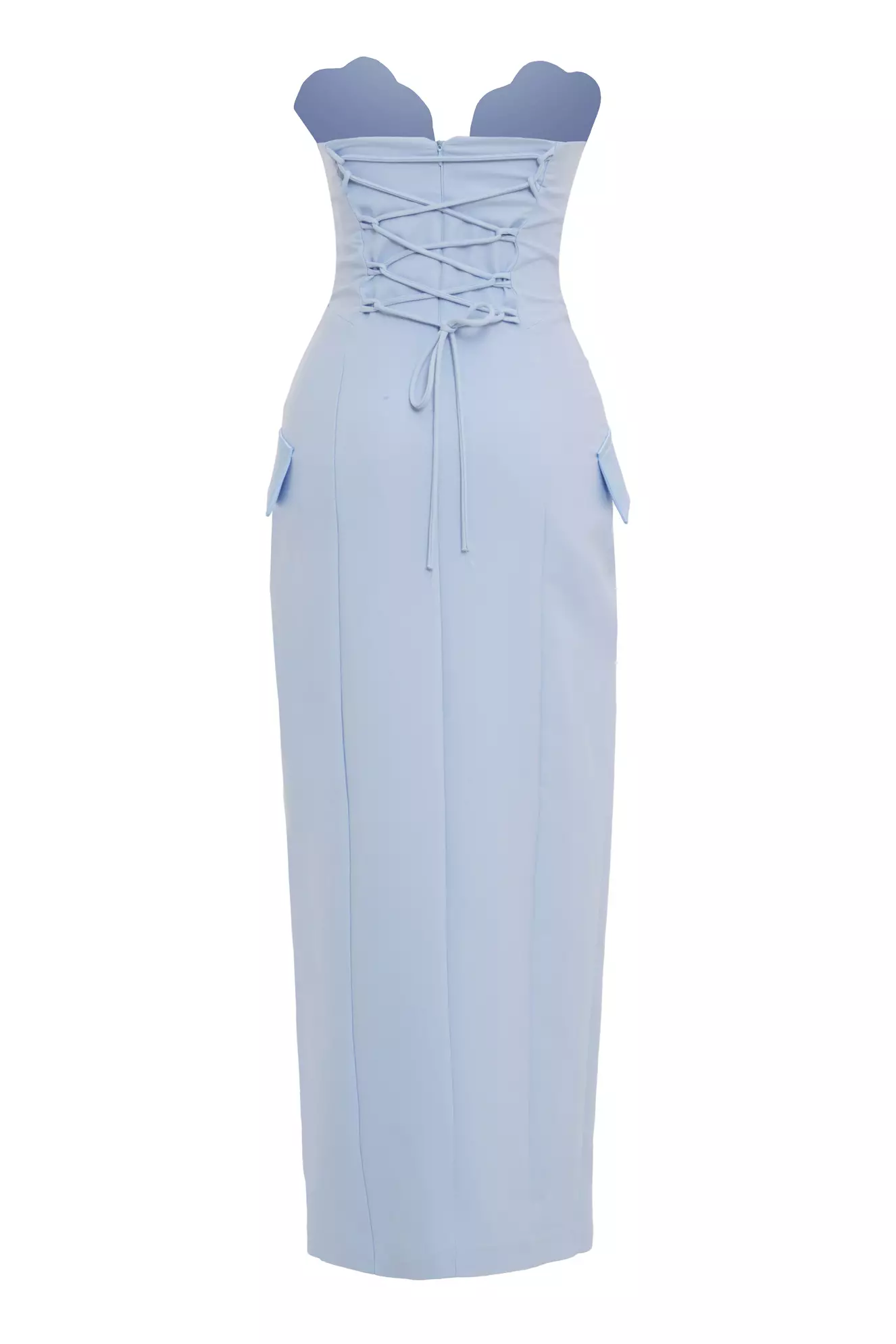 Blue Crepe Sleeveless Maxi Dress