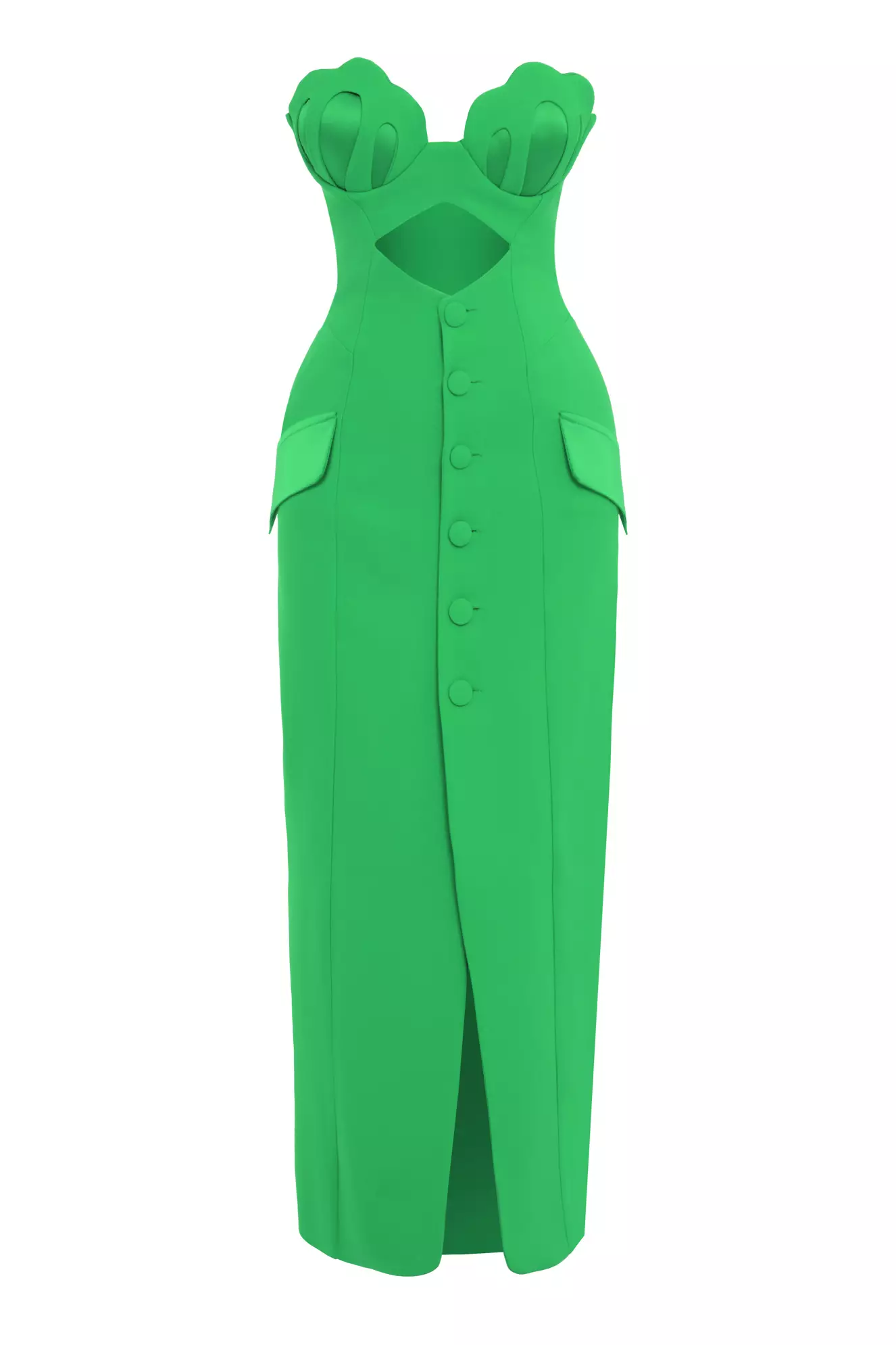 Green Crepe Sleeveless Maxi Dress