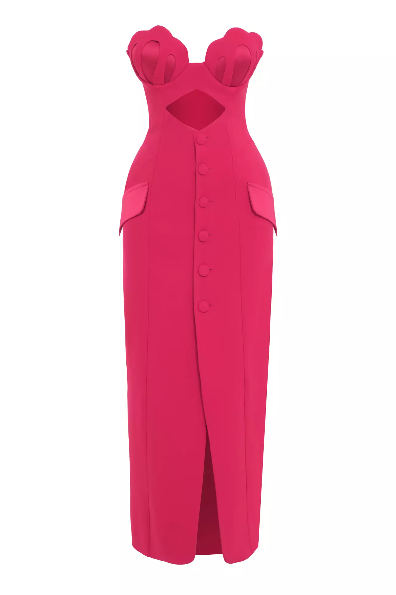 Fuchsia Crepe Sleeveless Maxi Dress