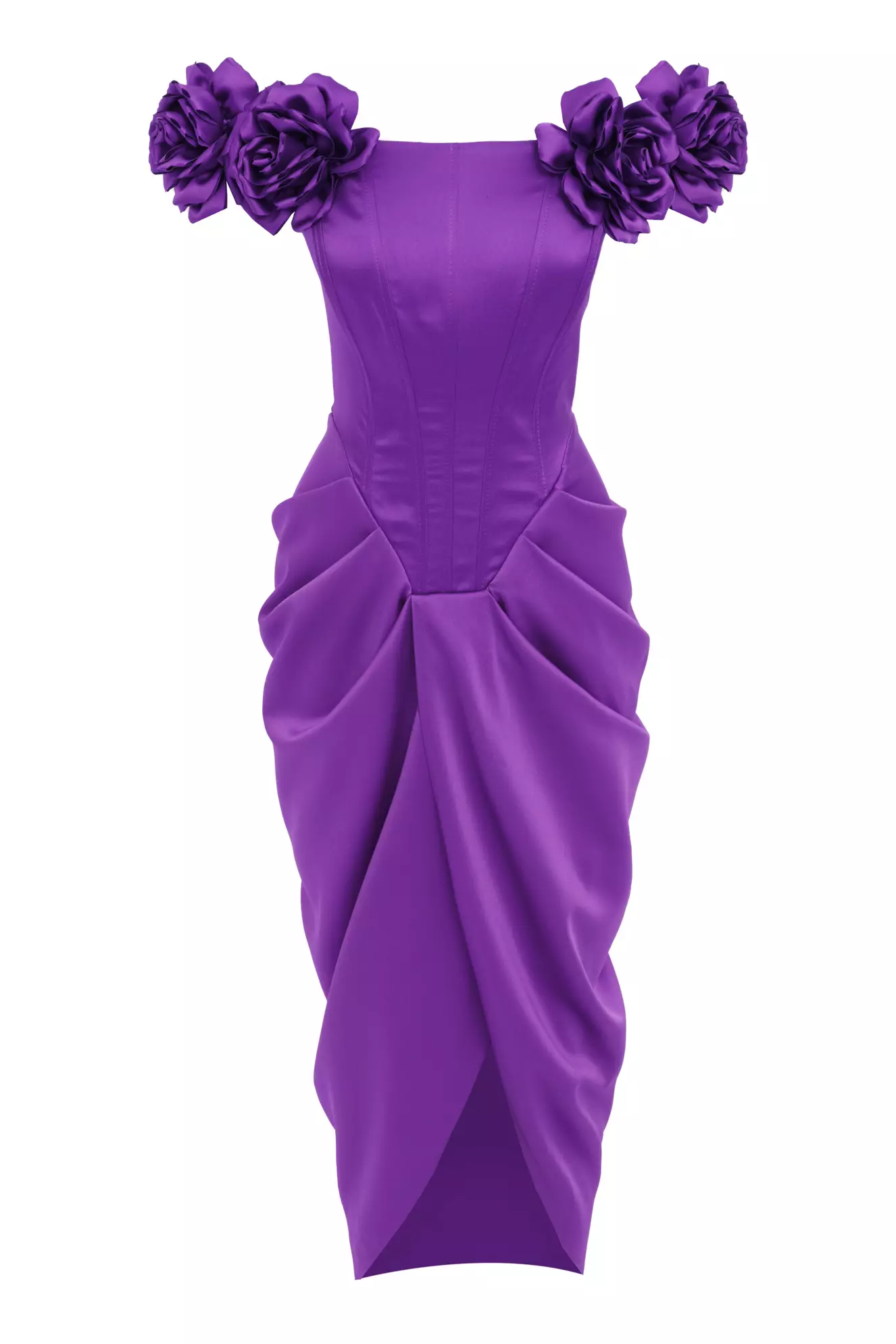 Purple Satin Sleeveless Long Dress