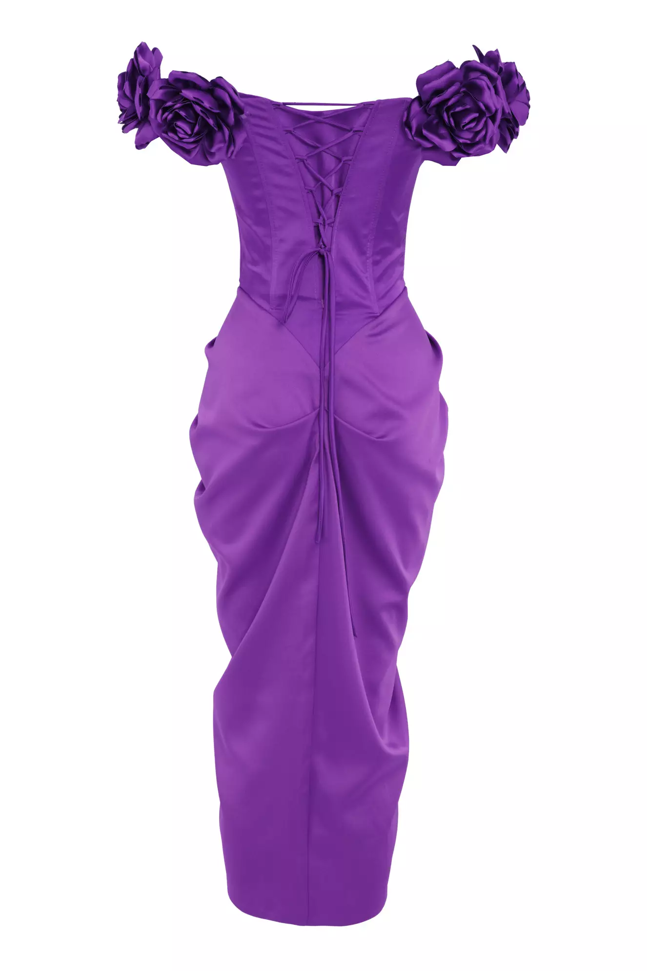 Purple Satin Sleeveless Long Dress