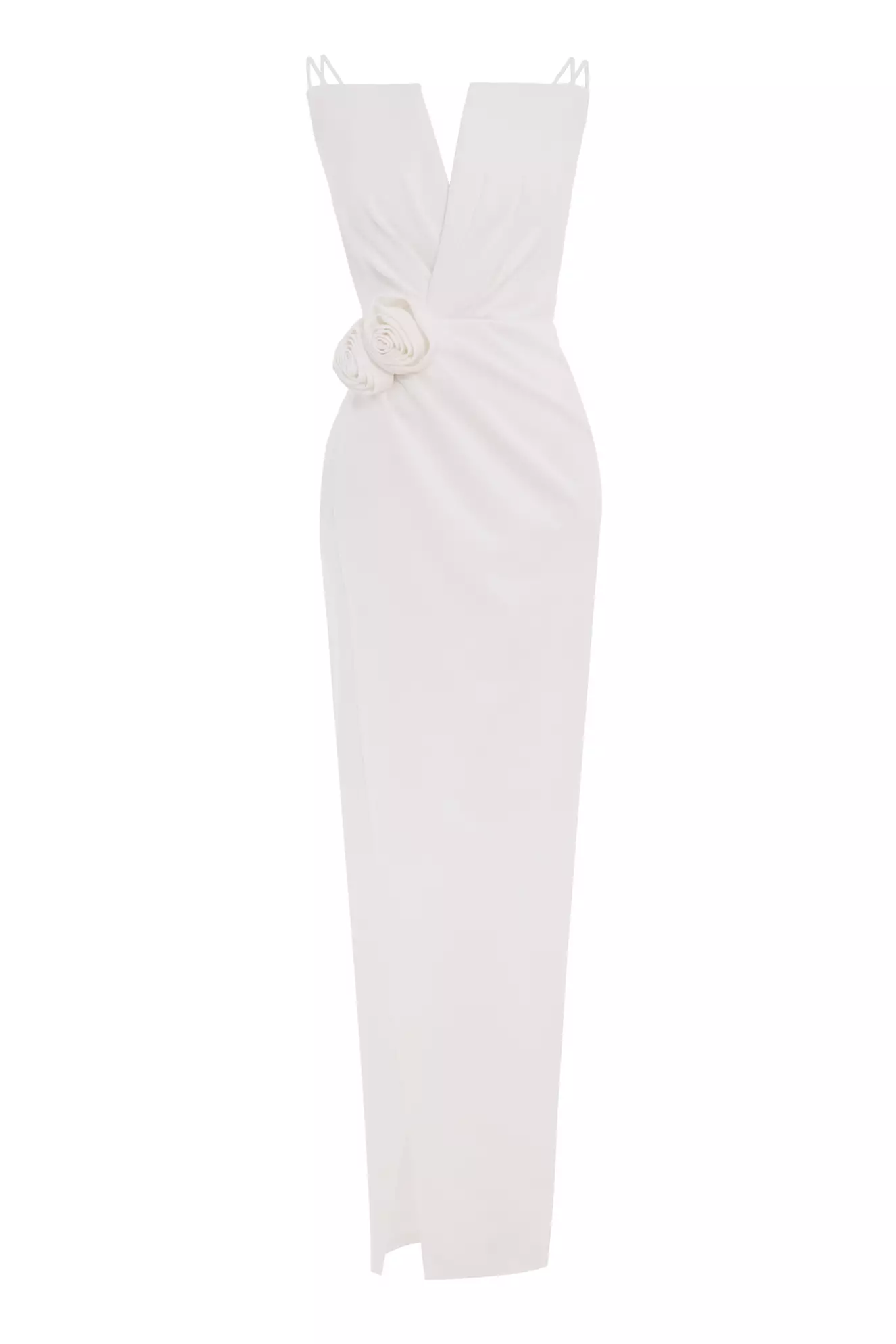 White Crepe Sleeveless Long Dress