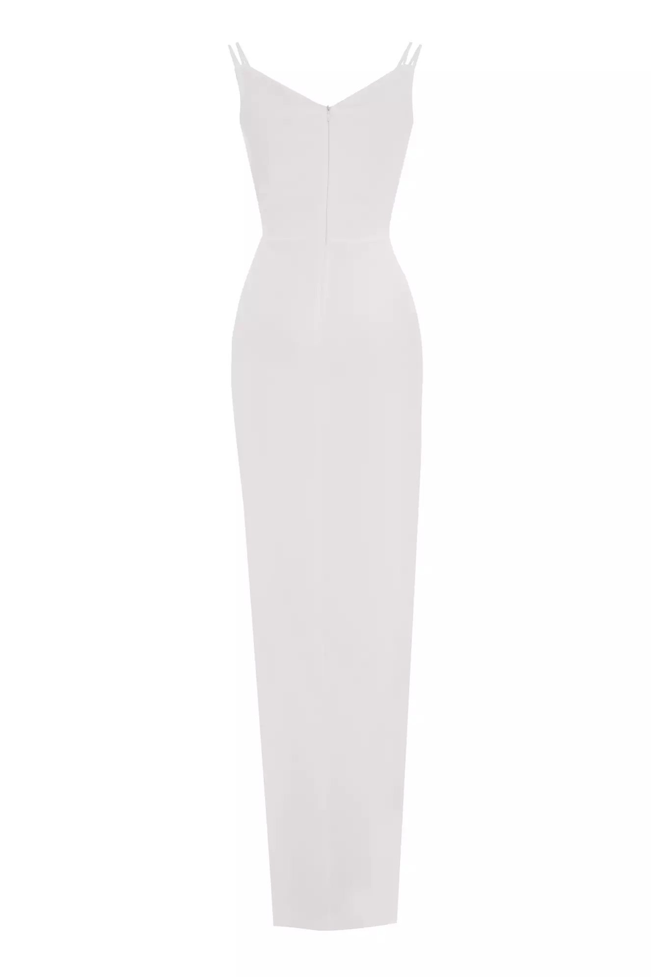 White Crepe Sleeveless Long Dress