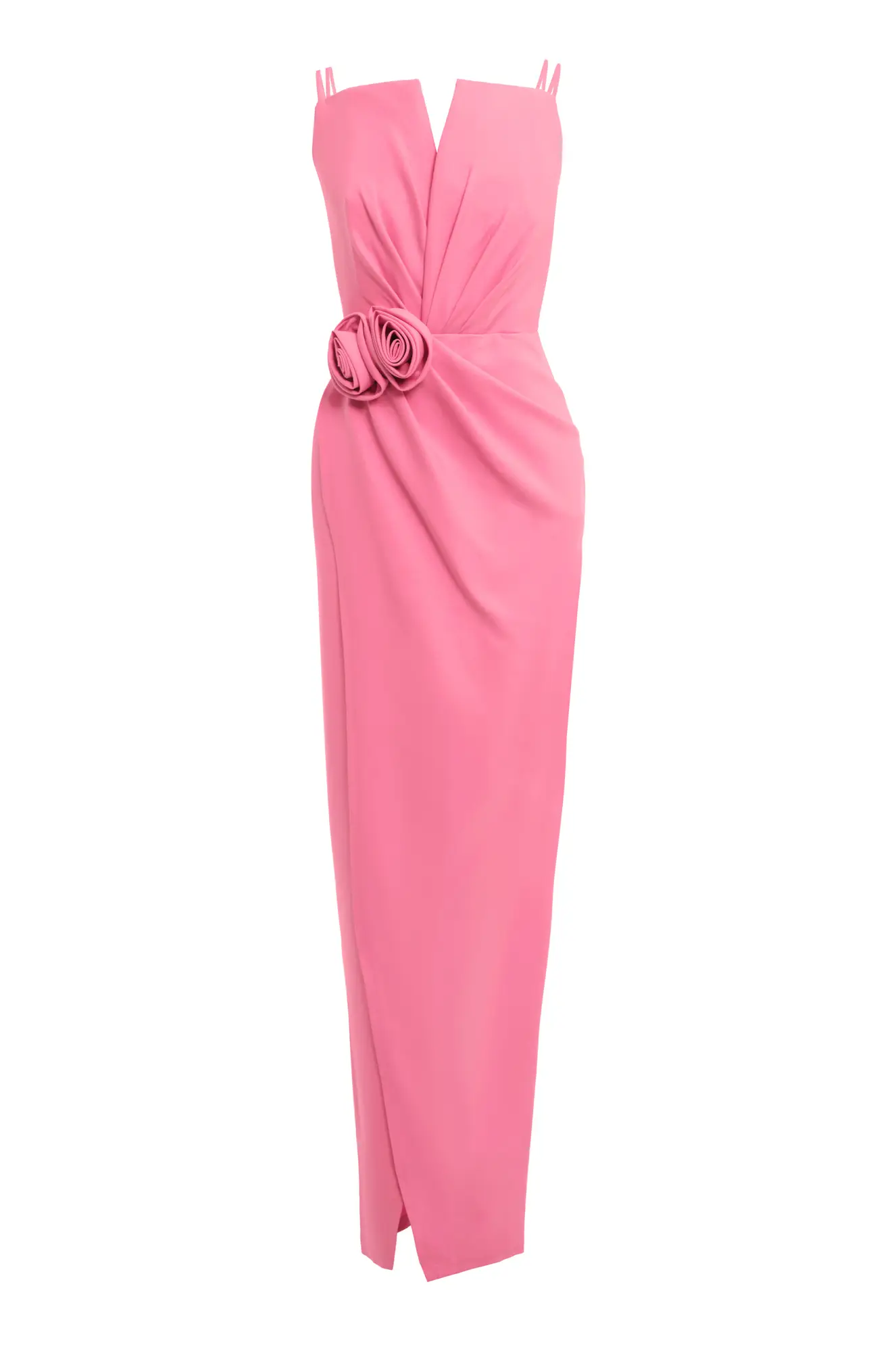 Pink Crepe Sleeveless Long Dress