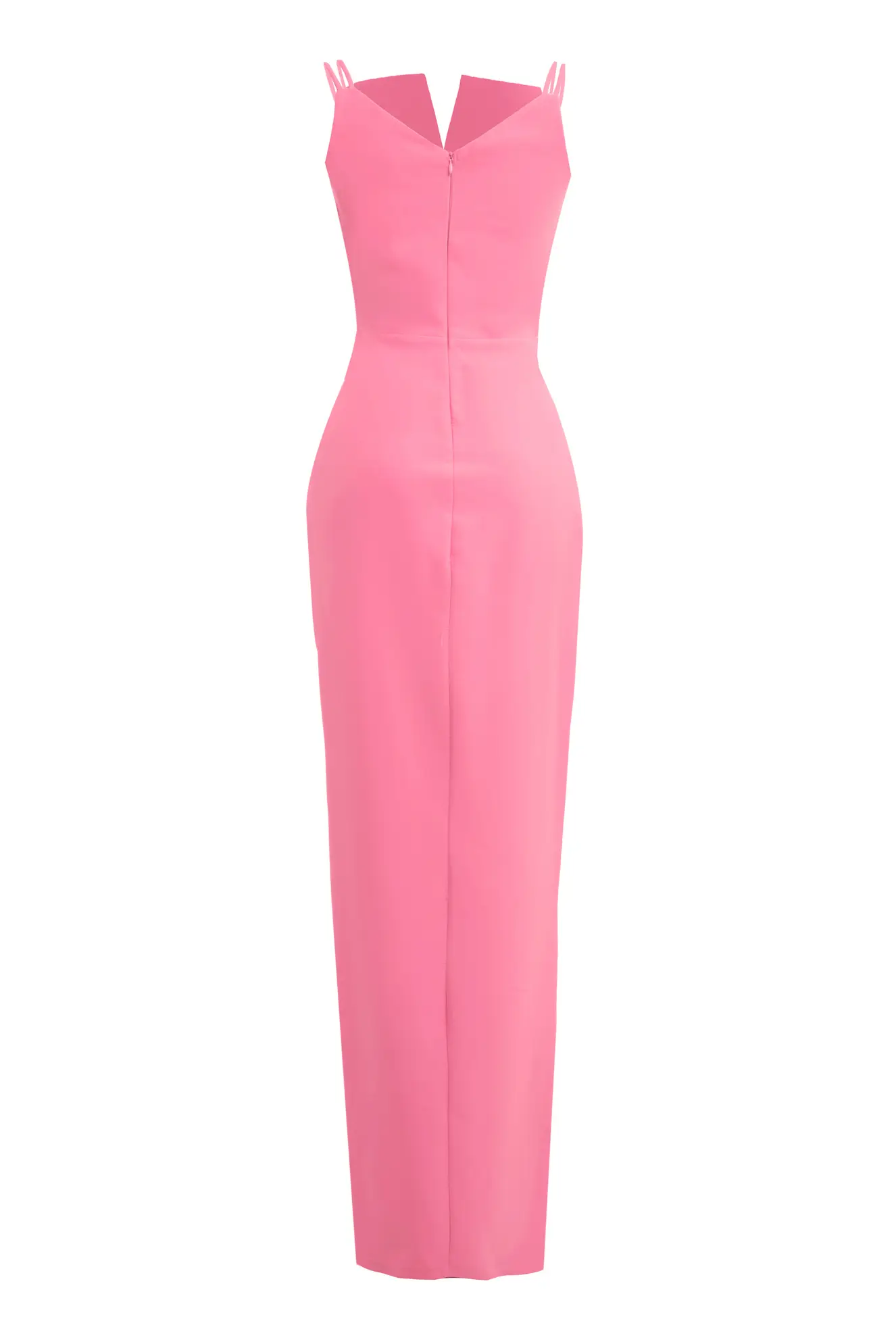 Pink Crepe Sleeveless Long Dress