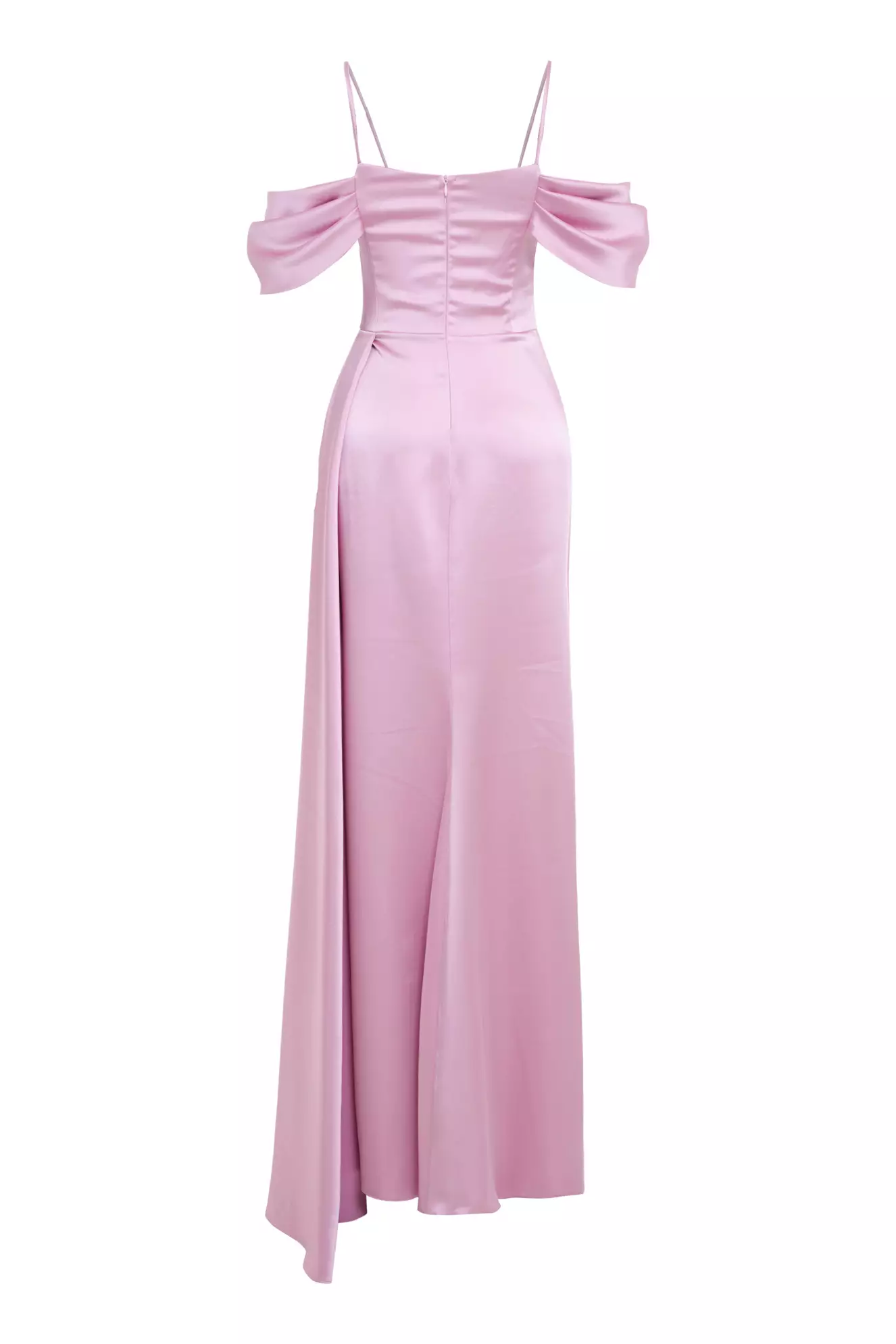 Pink Satin Sleeveless Long Dress