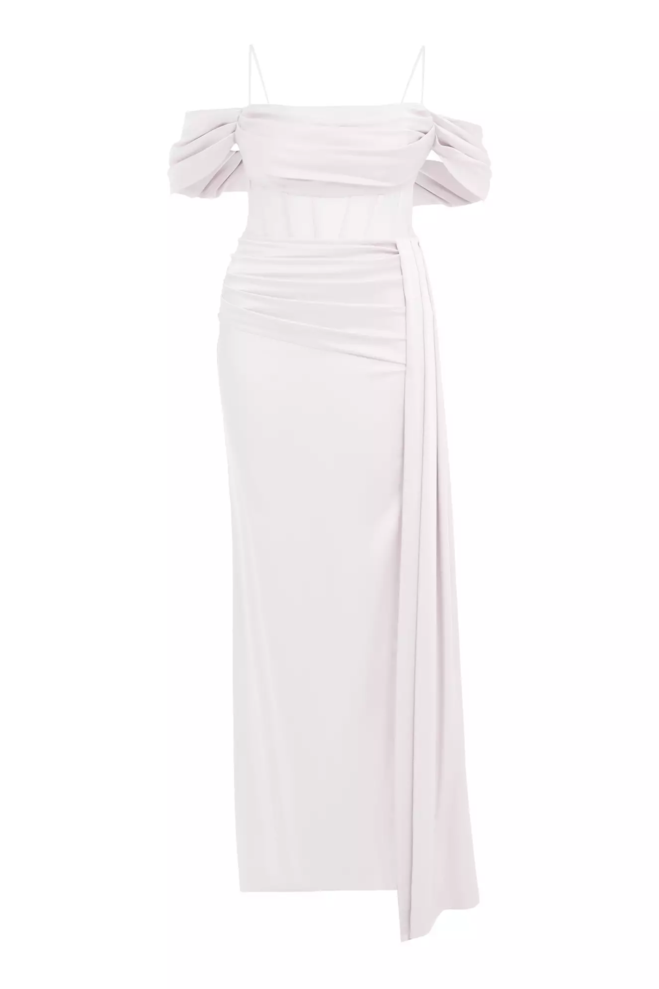 White Plus Size Satin Sleeveless Long Dress