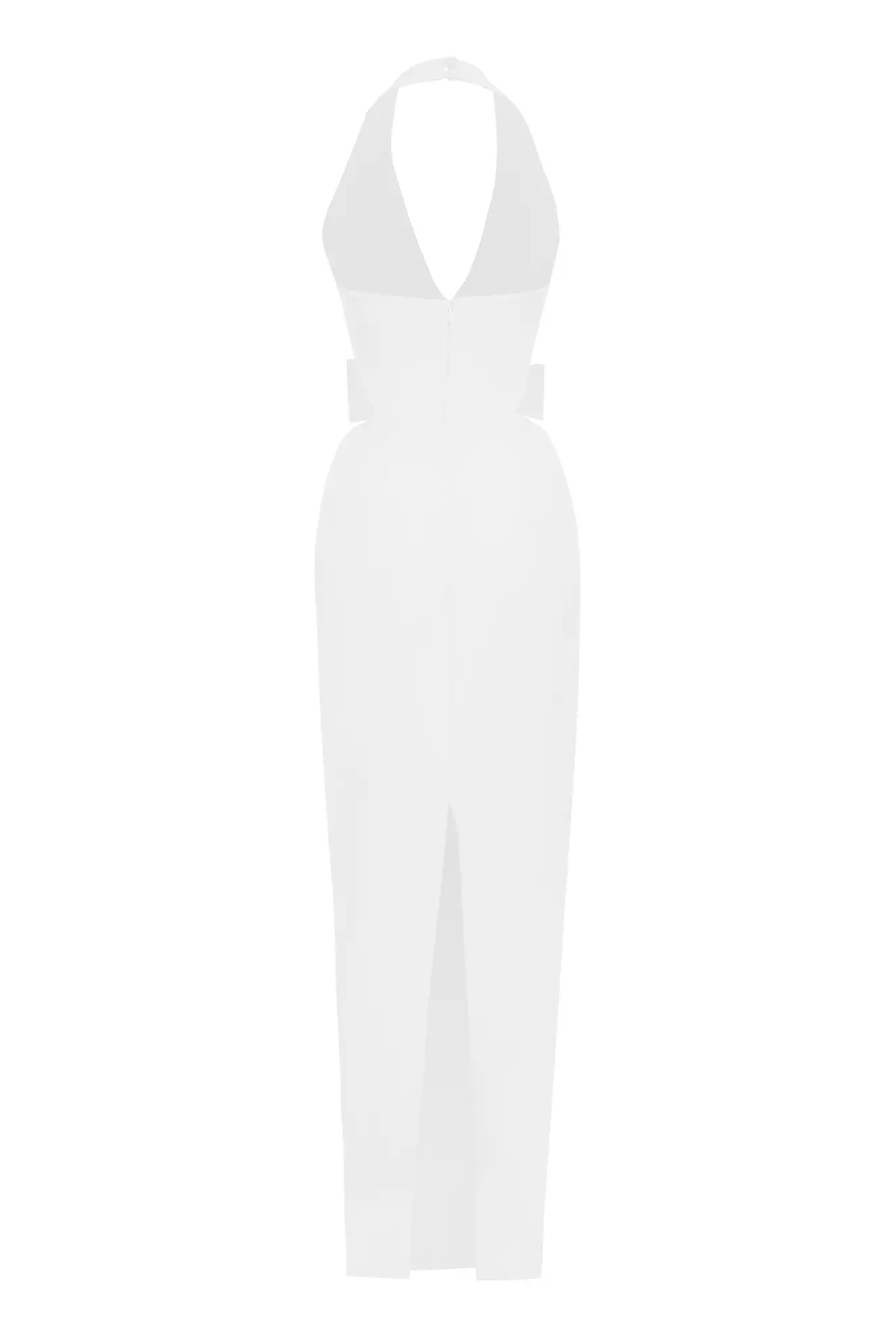 White Crepe Sleeveless Long Dress