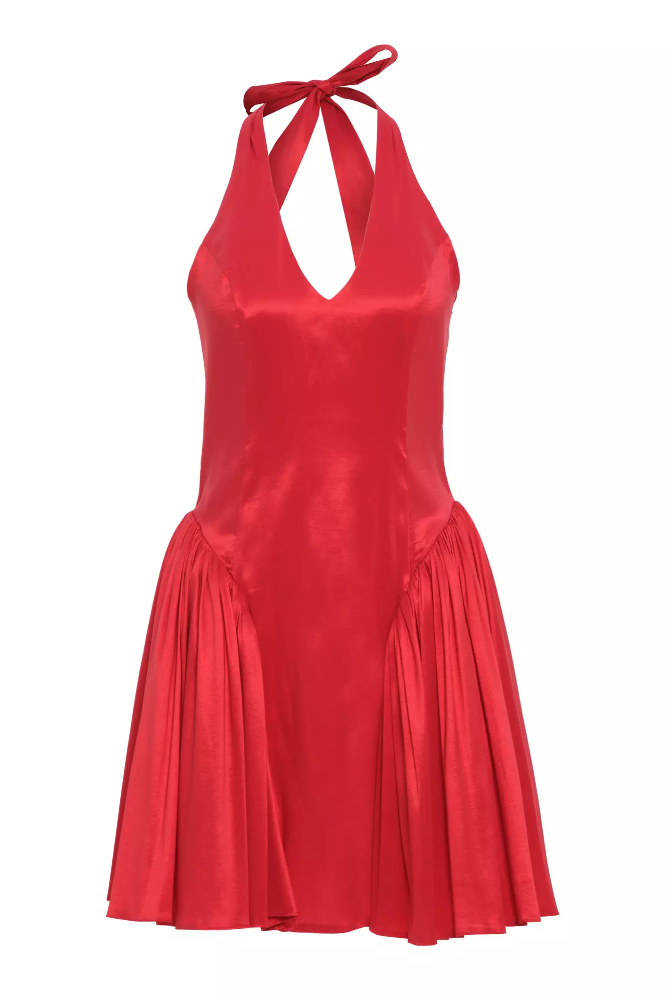 Red Tafta Sleeveless Mini Dress
