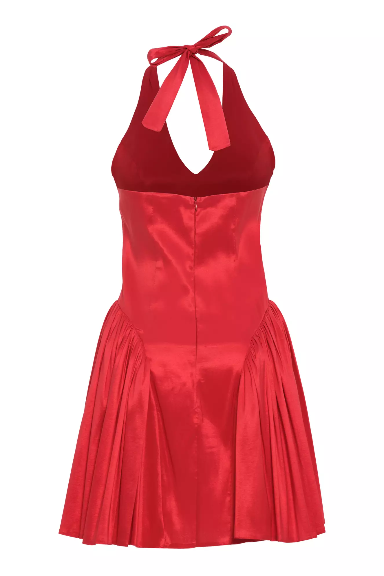 Red Tafta Sleeveless Mini Dress