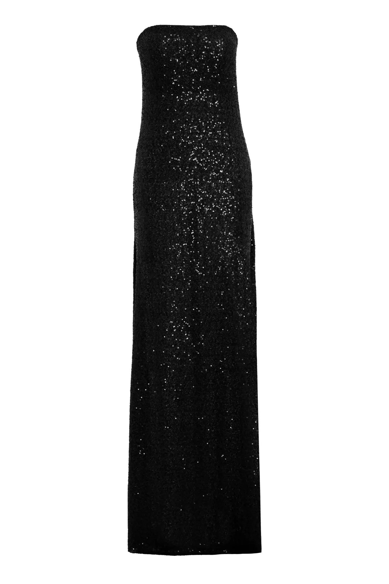 Black Sequin Strapless Long Dress