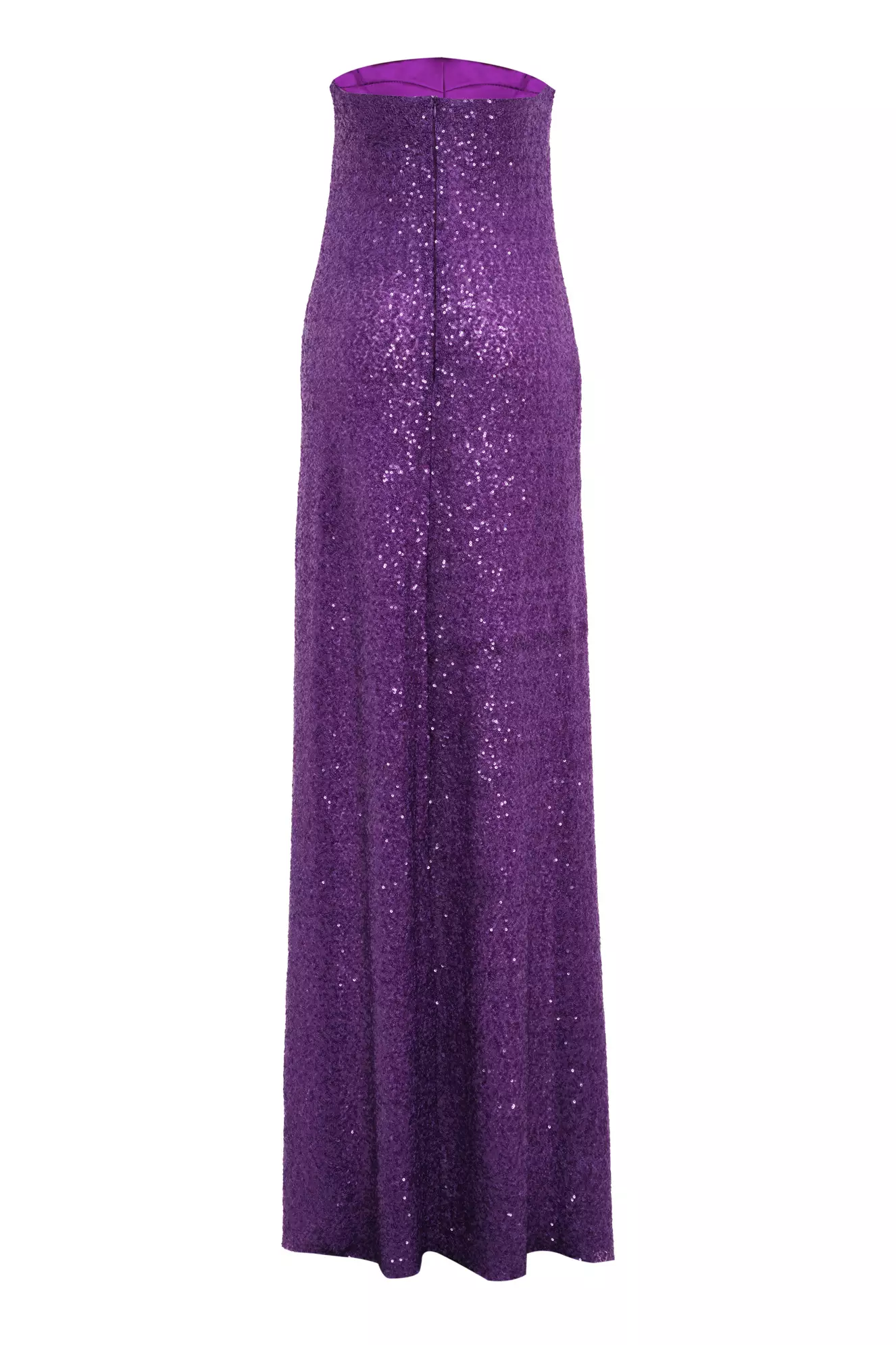 Purple Sequin Strapless Long Dress