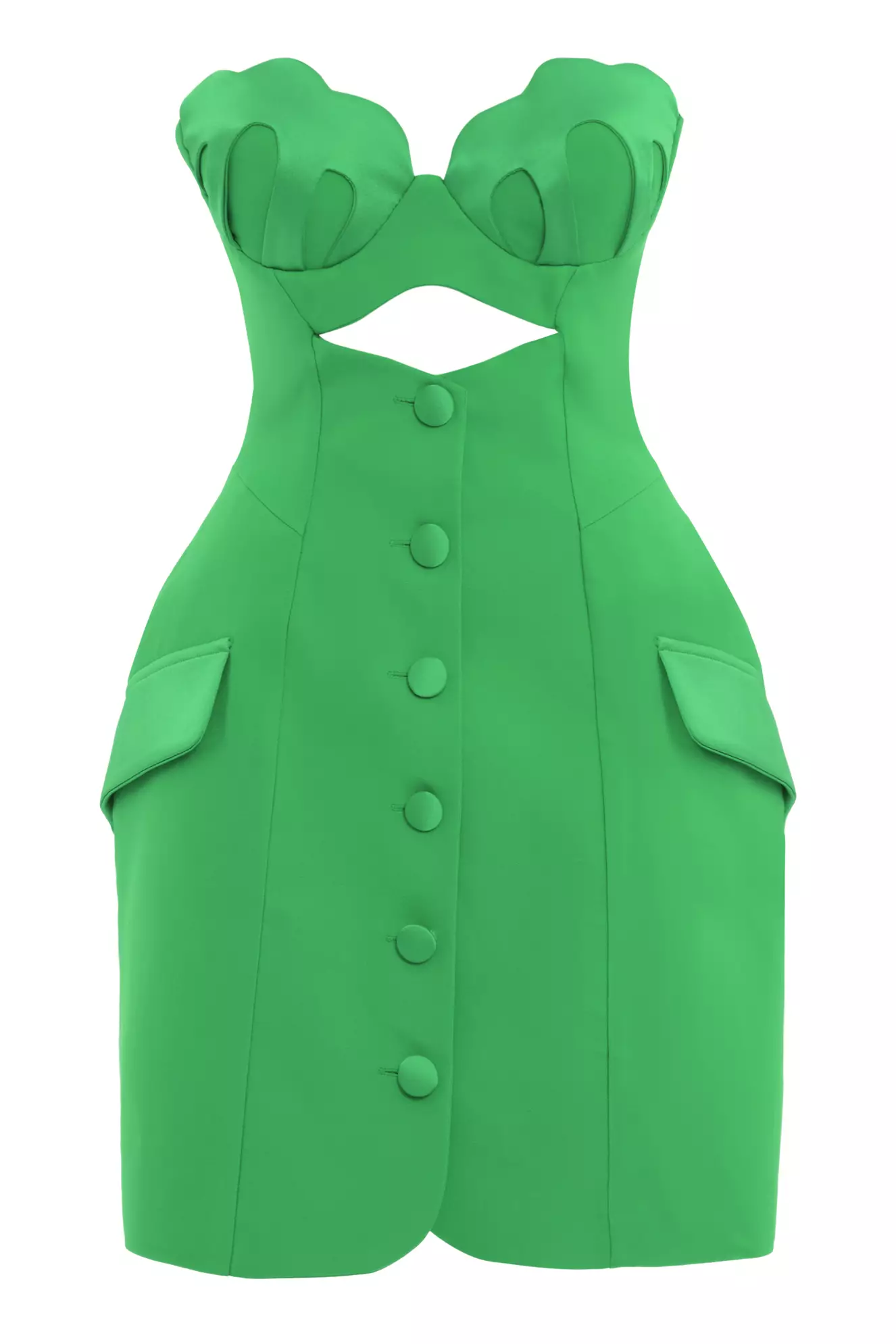 Green Crepe Sleeveless Mini Dress