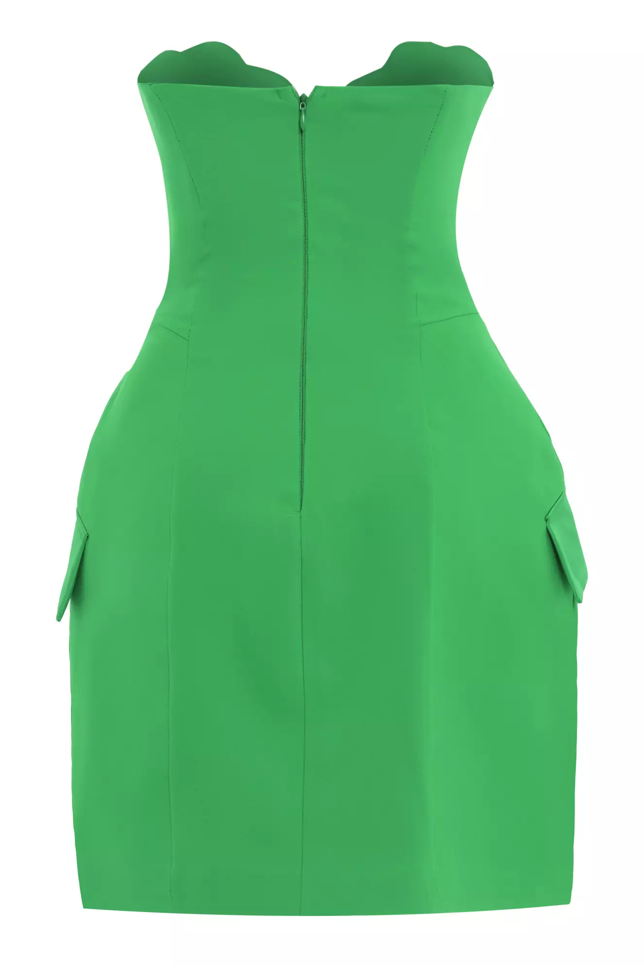 Green Crepe Sleeveless Mini Dress
