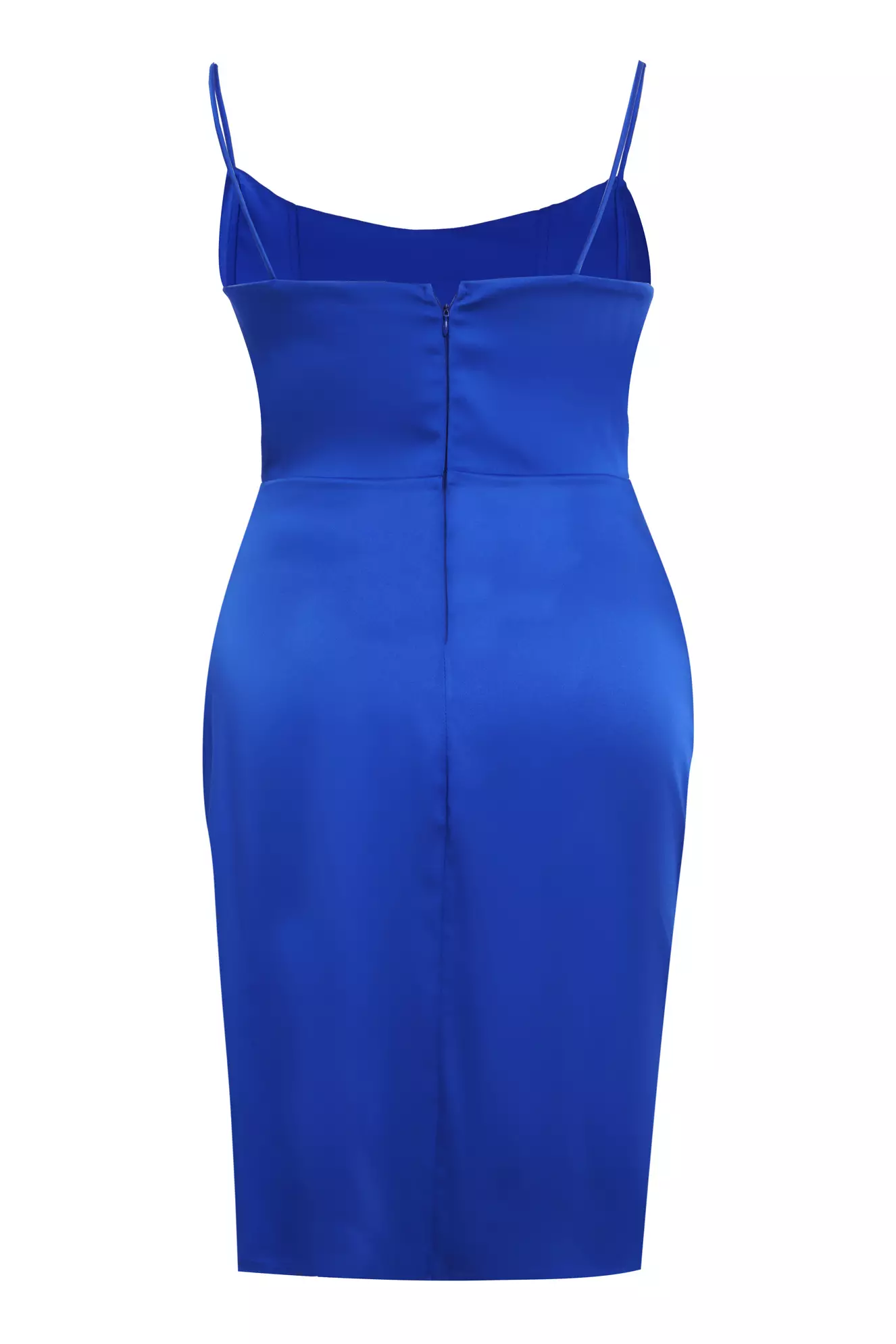 Blue Plus Size Satin Sleeveless Mini Dress