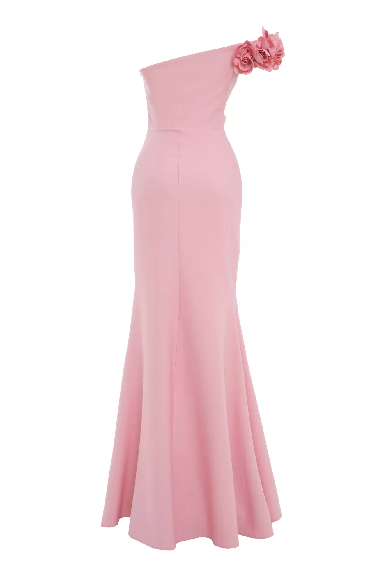 Blush Crepe One Arm Long Dress