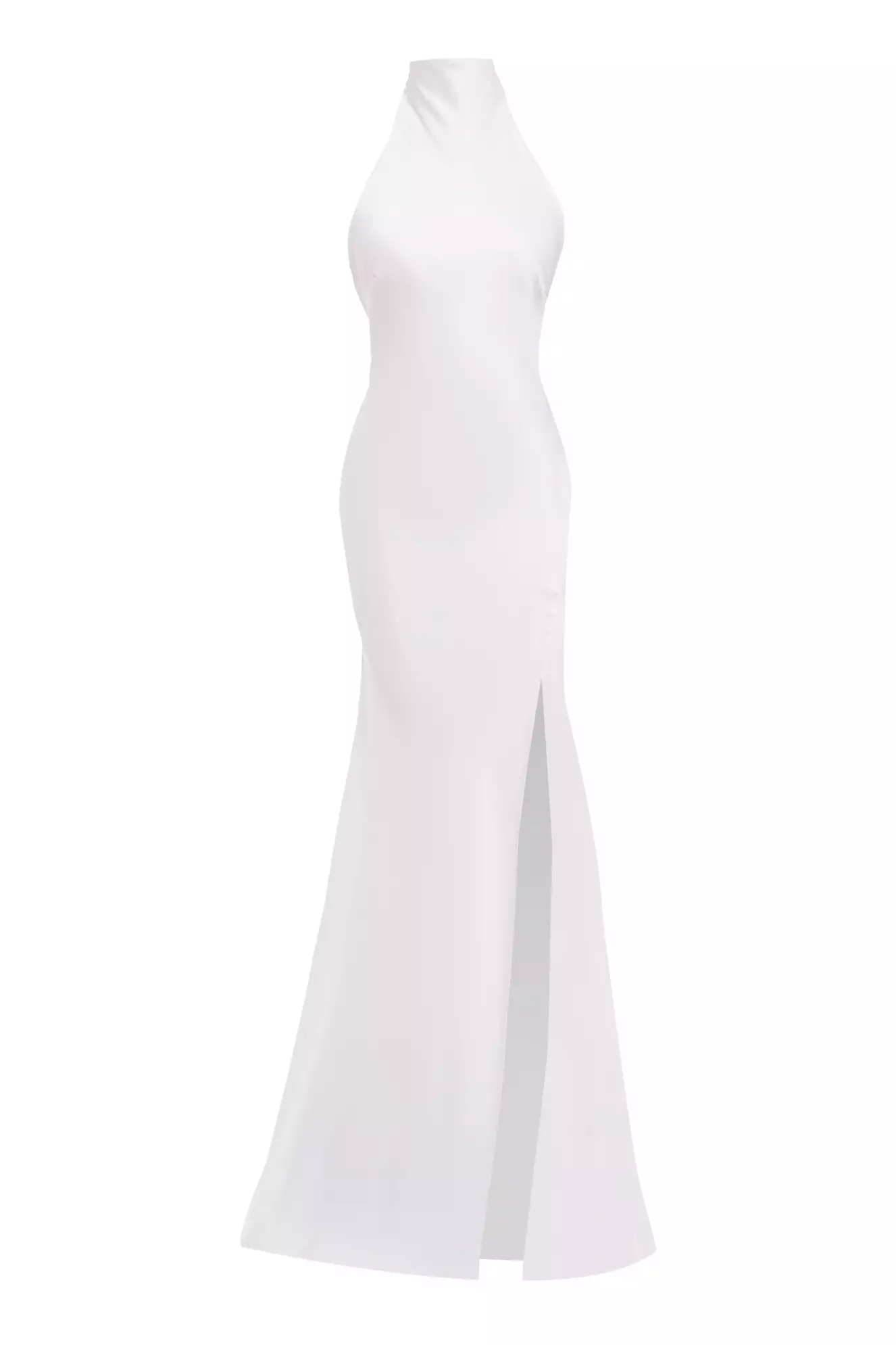 White Satin Sleeveless Long Dress