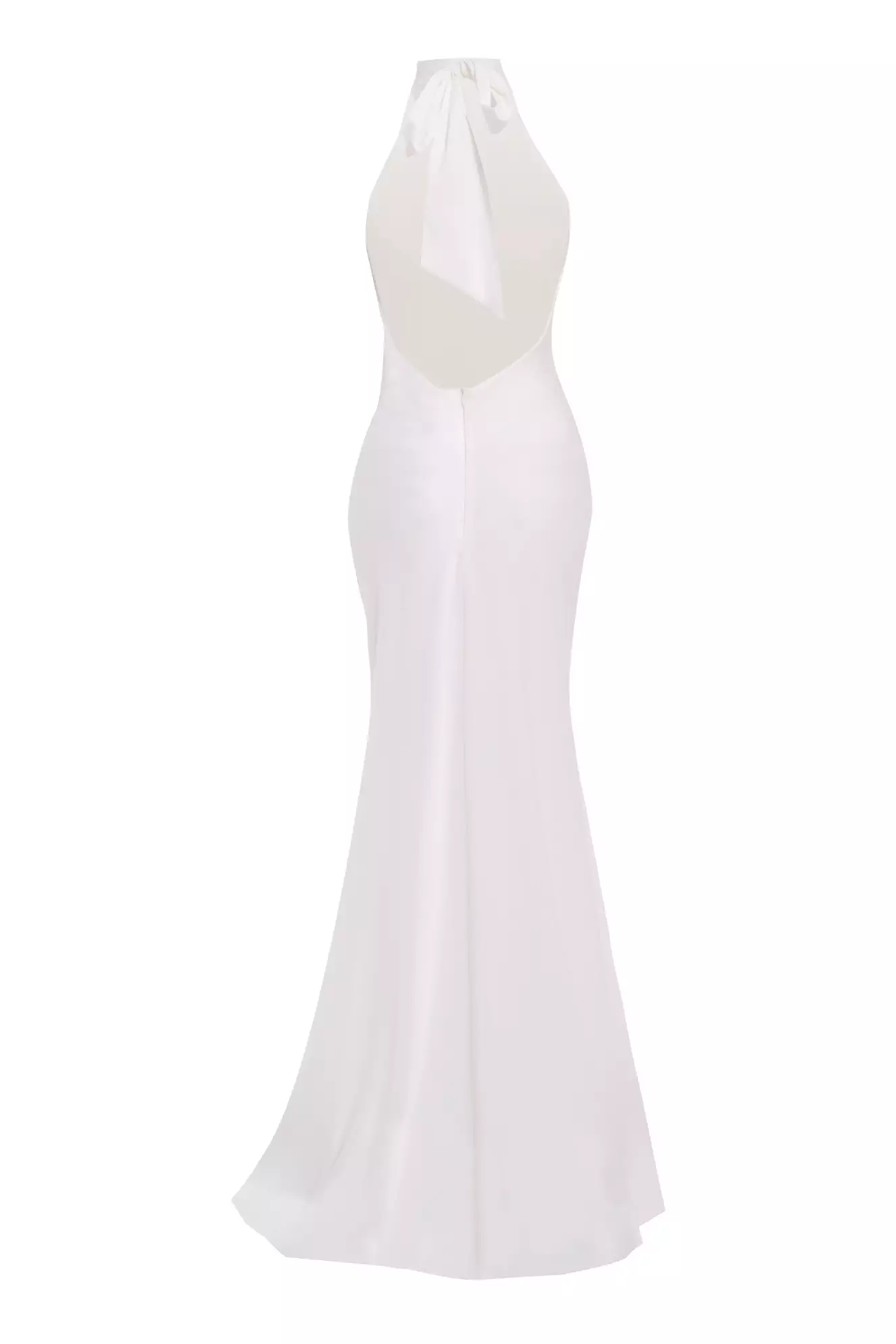 White Satin Sleeveless Long Dress