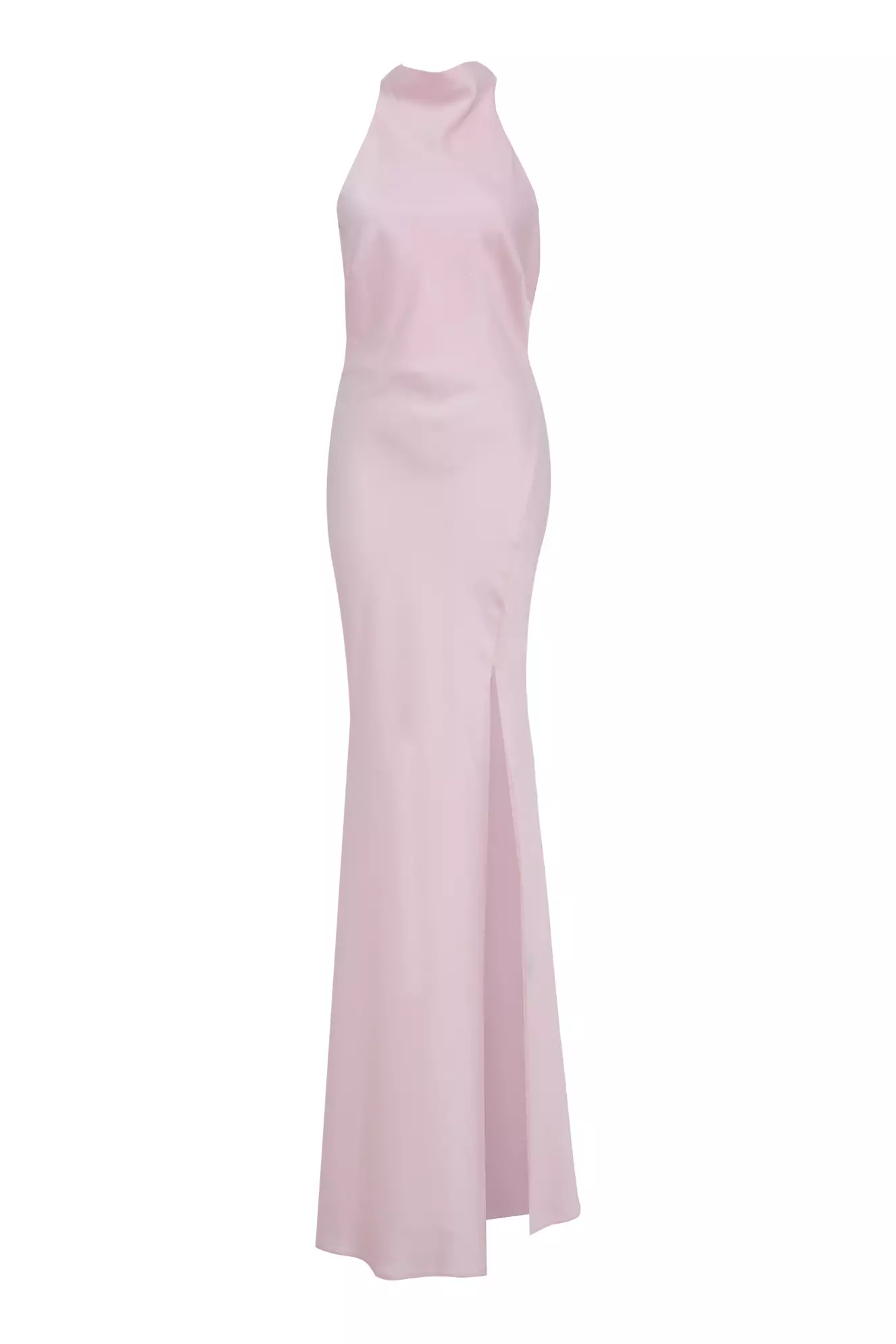 Blush satin sleeveless long dress