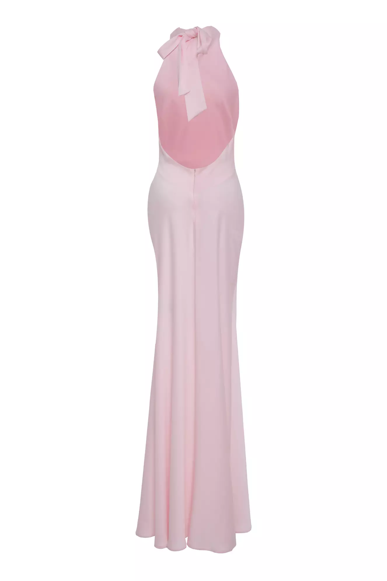 Blush satin sleeveless long dress