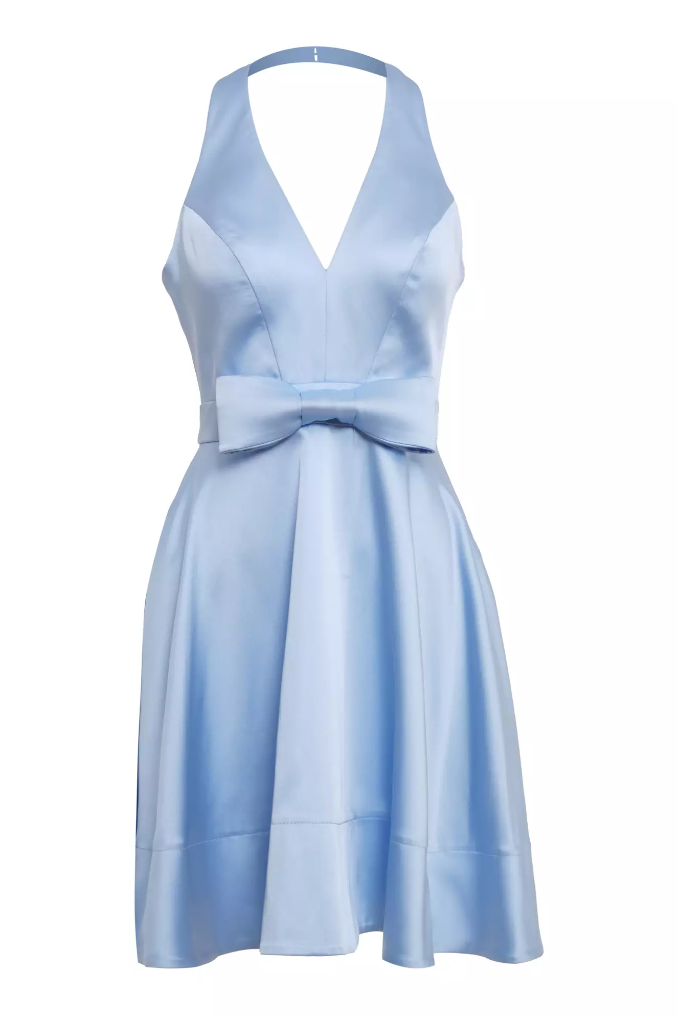 Blue satin sleeveless mini dress