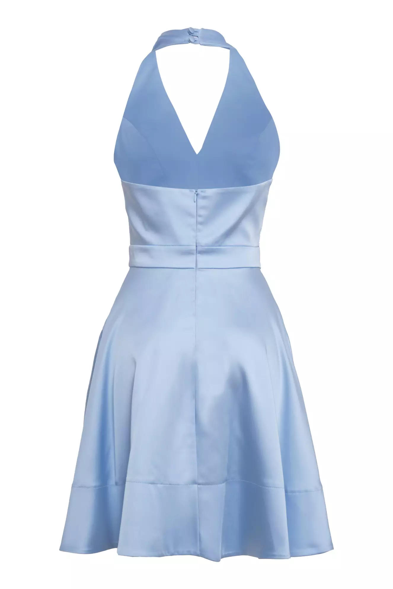 Blue satin sleeveless mini dress