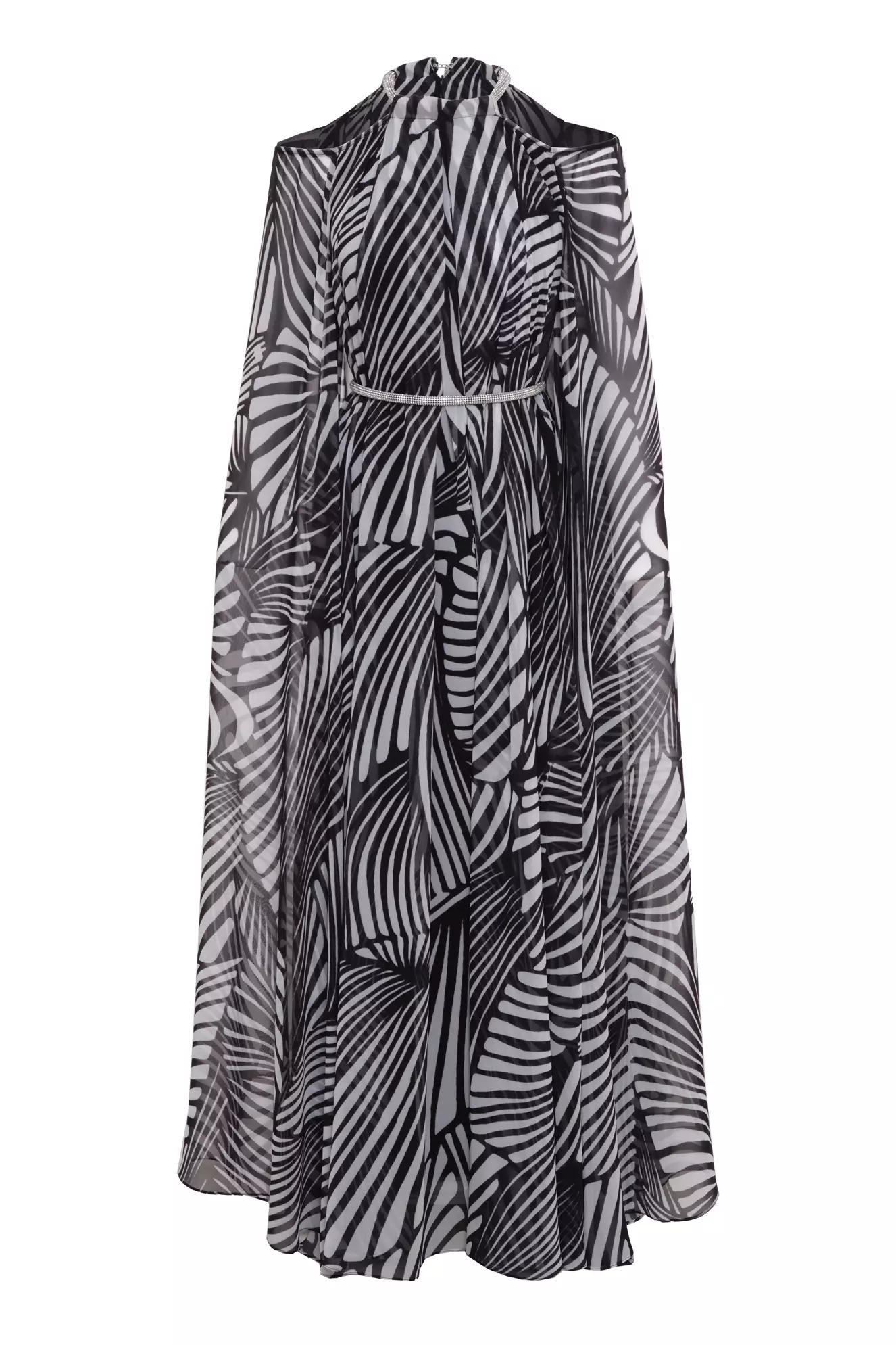 Printed Sifon Long Sleeve Long Dress