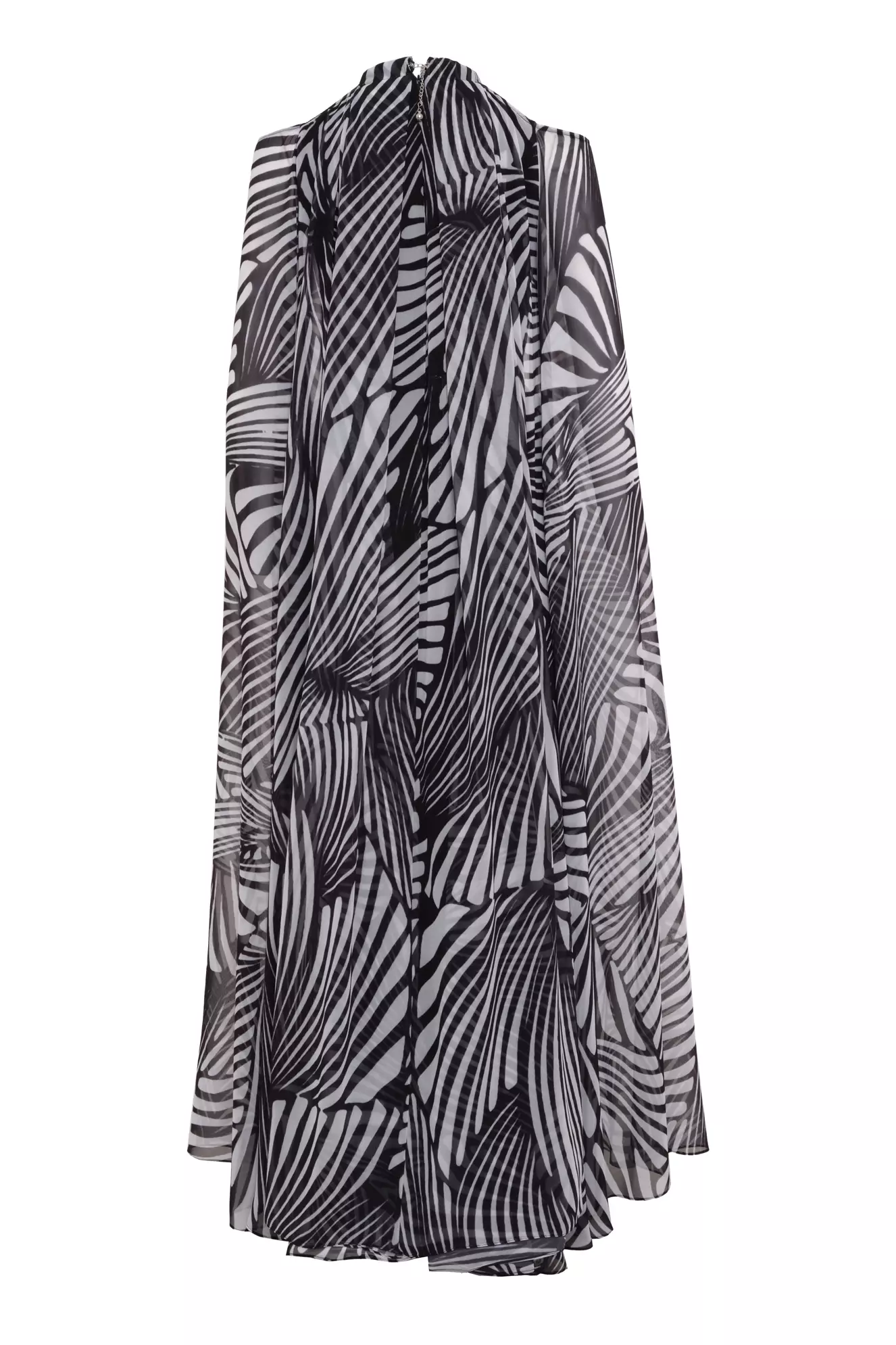 Printed Sifon Long Sleeve Long Dress